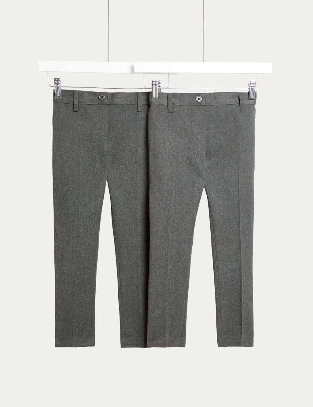 M&S 2 Pack Girls Skinny Leg School Trousers (2-18 Yrs) - 3-4 Y - Grey, Grey