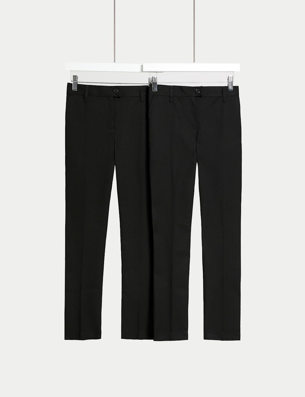 M&S 2 Pack Girls Skinny Leg School Trousers (2-18 Yrs) - 13-14 - Black, Black