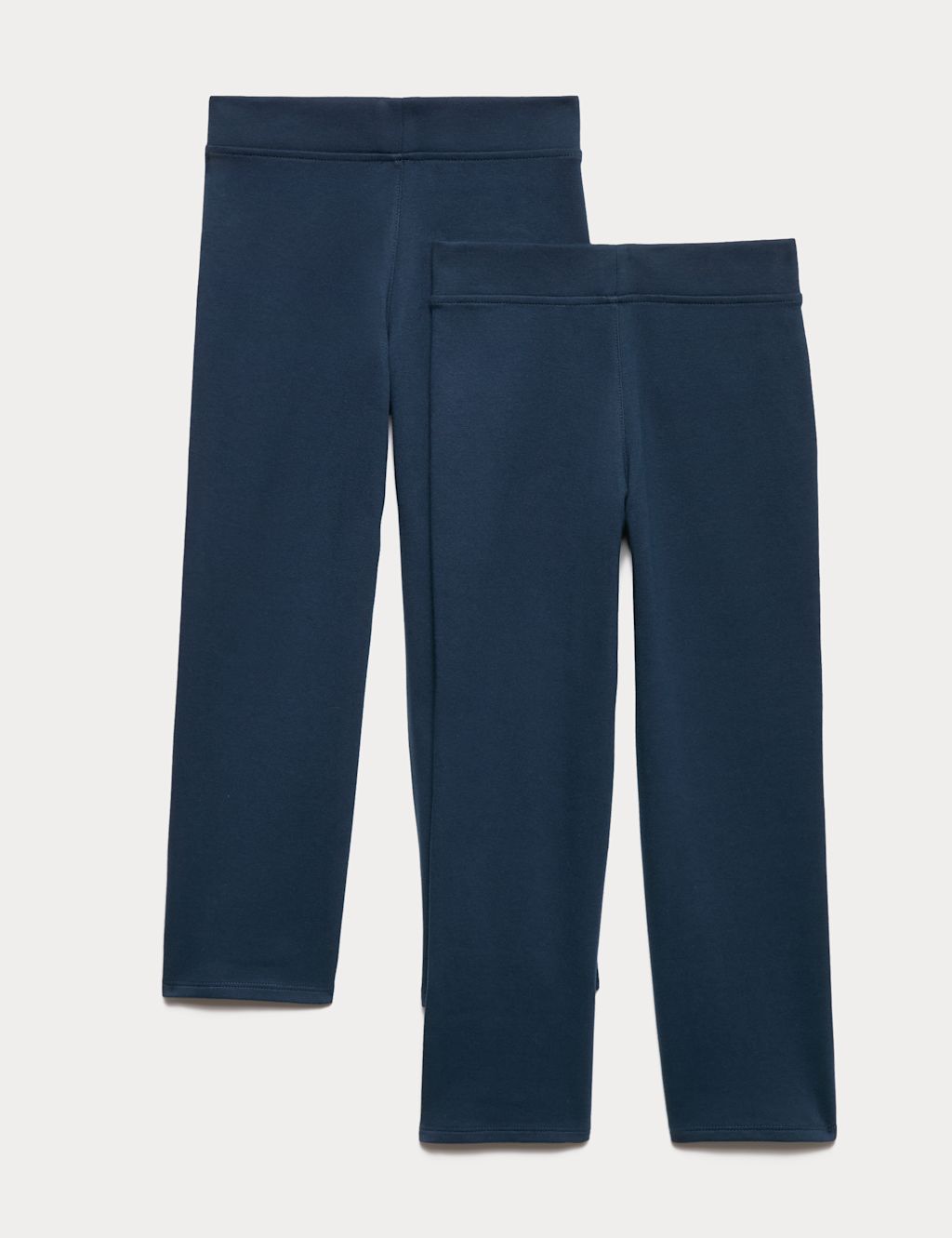 M&S 2 Pack Girls Cotton Blend Knitted Trousers (2-18 Yrs) - 12-13 Years - Navy, Navy