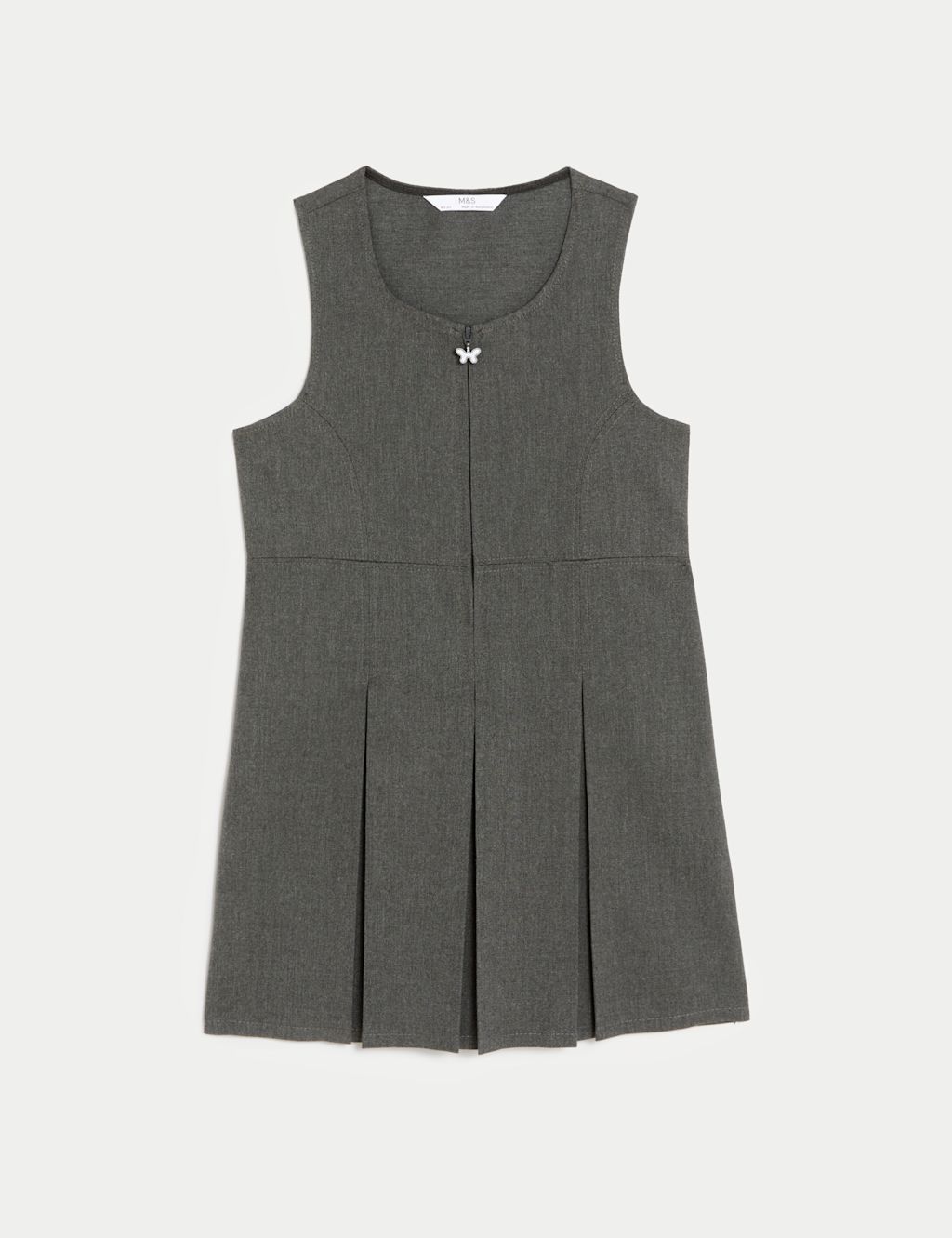 M&S Girls Pleated School Pinafore (2-12 Yrs) - 10-11 Years - Grey, Grey