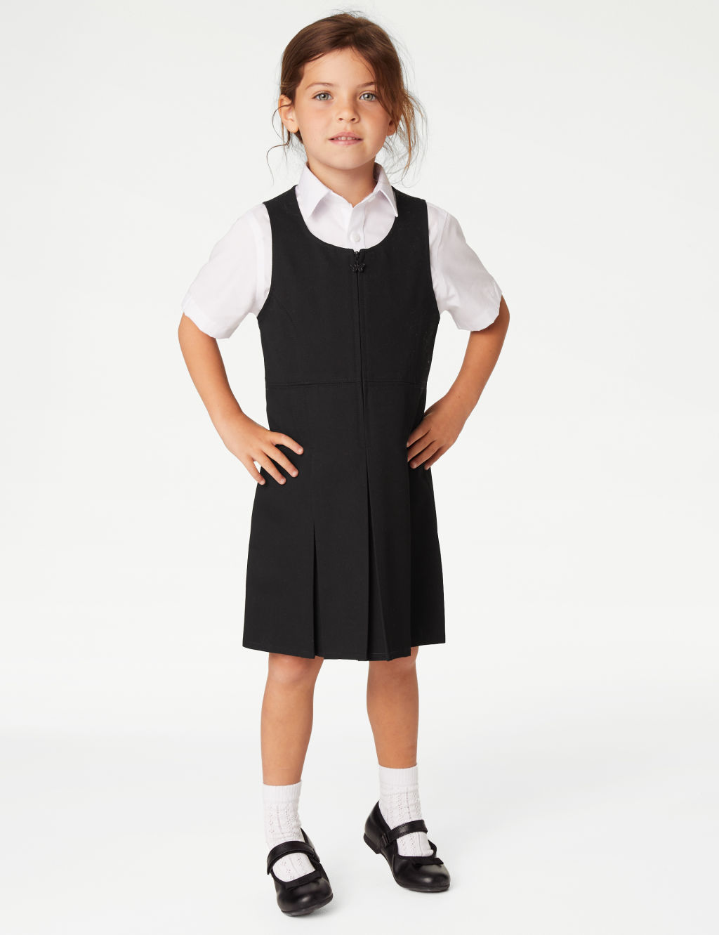 M&S Girls Pleated School Pinafore (2-12 Yrs) - 10-11 - Black, Black
