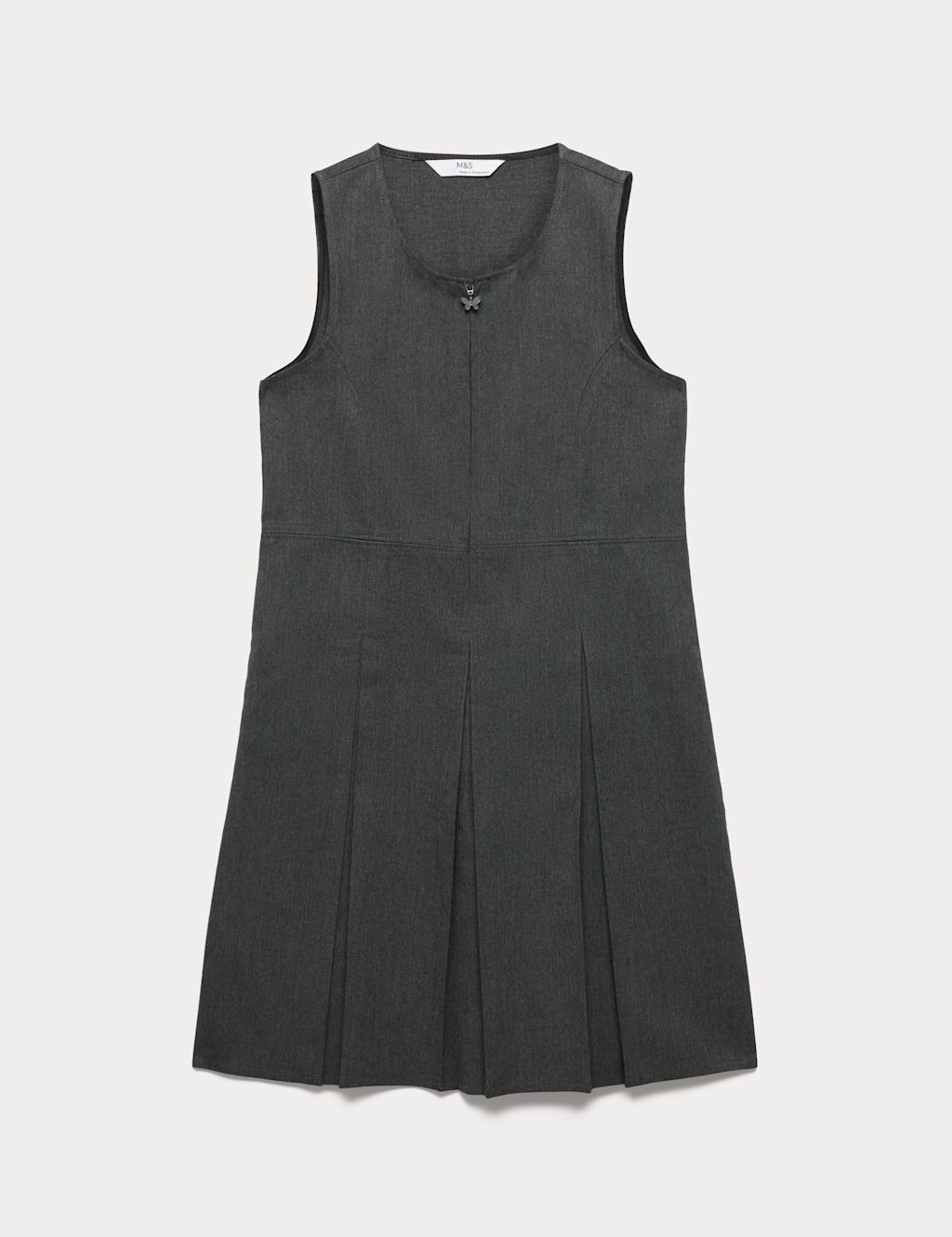 M&S Girls Longer Length Pleated School Pinafore (2-12 Yrs) - 10-11 Years/Long - Grey, Grey