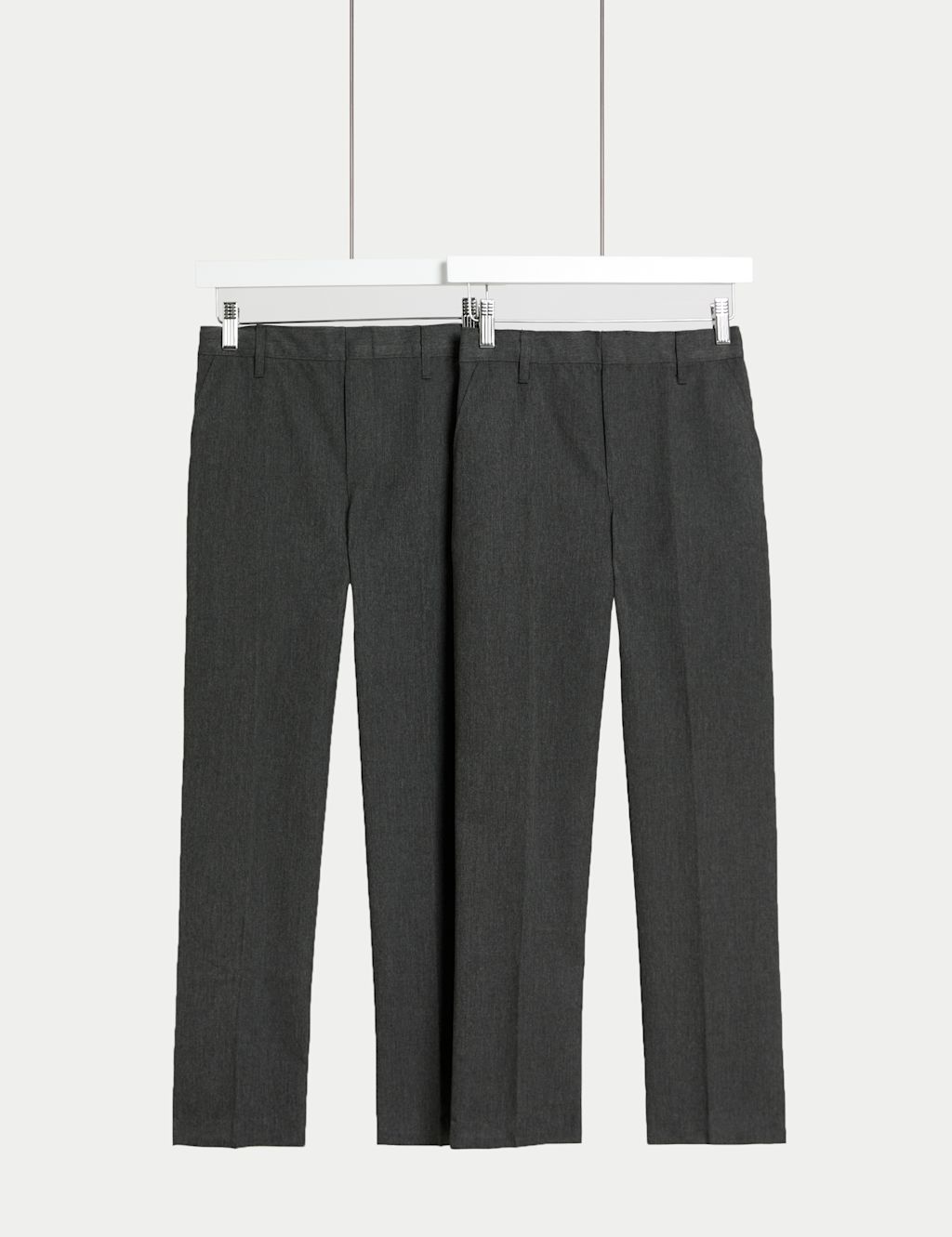 M&S 2 Pack Boys Easy Dressing School Trousers (3-18 Yrs) - 3-4 Y - Grey, Grey