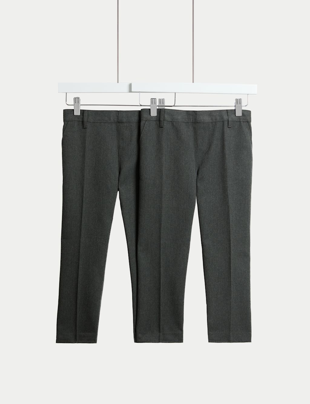 M&S 2 Pack Boys Regular Leg Plus Fit School Trousers - 12-13 - Grey, Grey