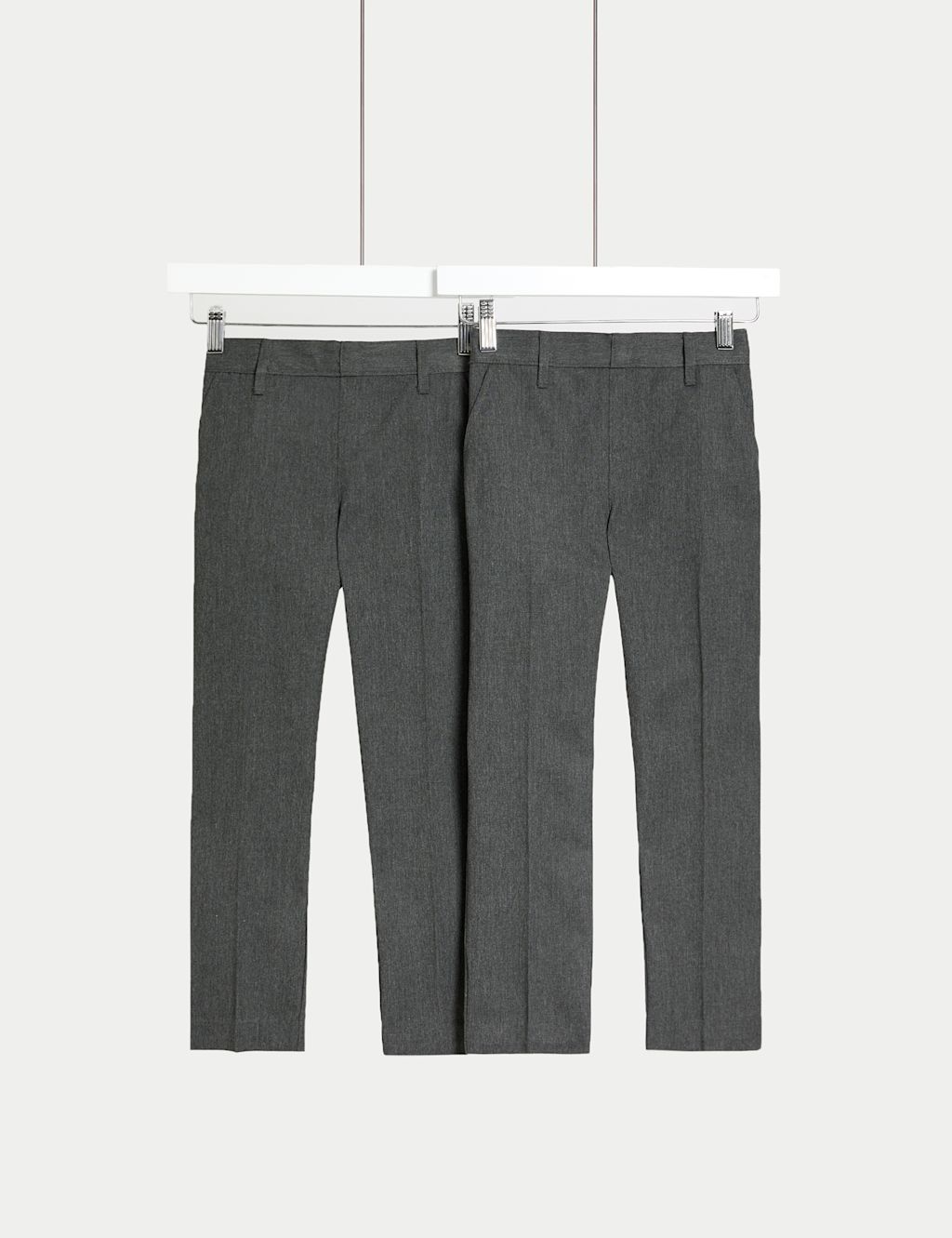 M&S 2 Pack Boys Regular Leg School Trousers (2-18 Yrs) - 16-17 - Grey, Grey
