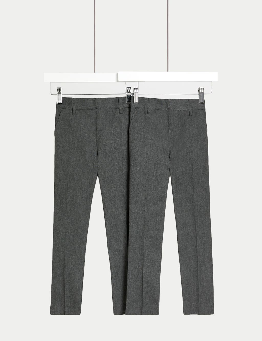 M&S 2 Pack Boys Slim Leg School Trousers (2-18 Yrs) - 13-14 - Grey, Grey