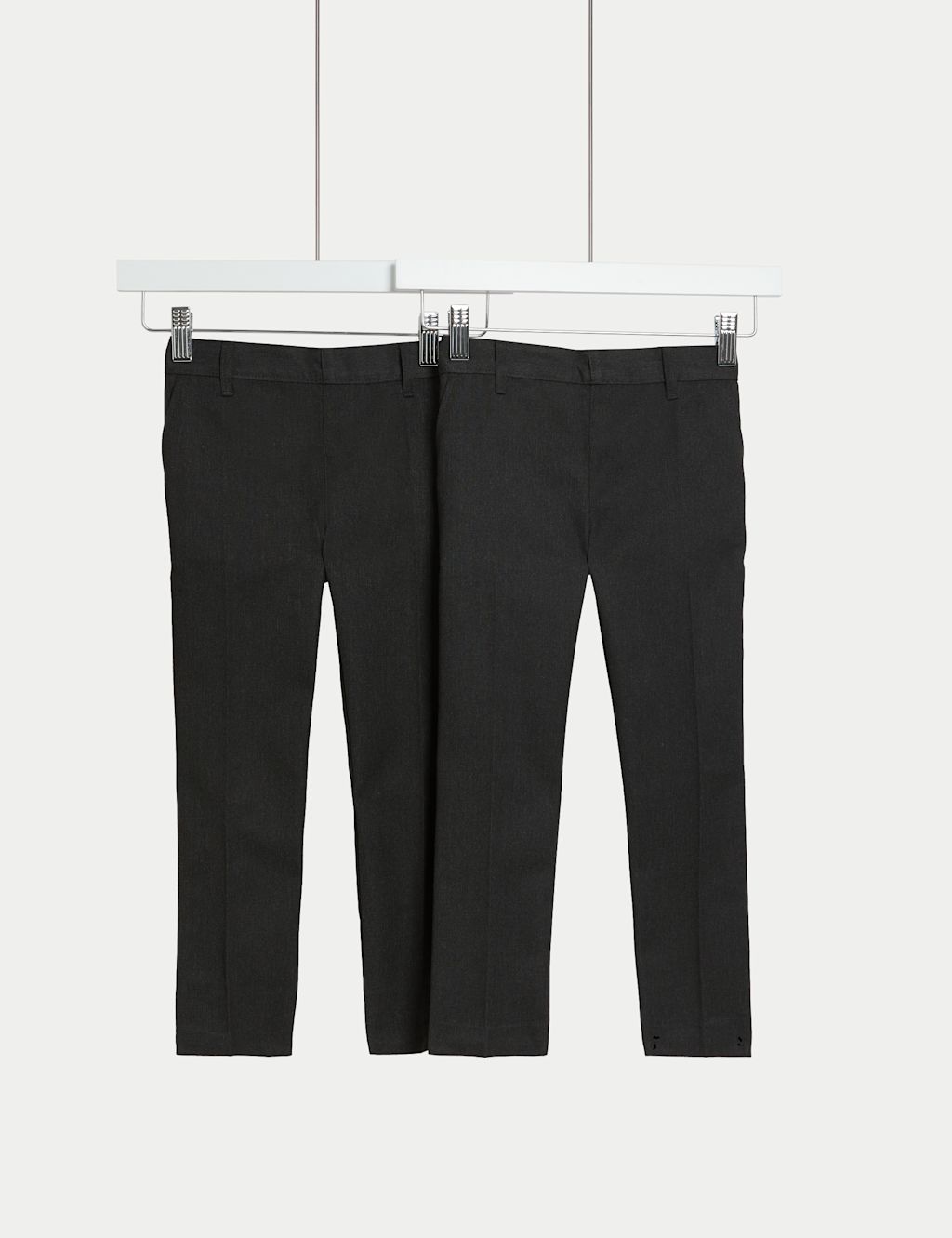 M&S 2 Pack Boys Slim Leg School Trousers (2-18 Yrs) - 10-11 - Charcoal, Charcoal