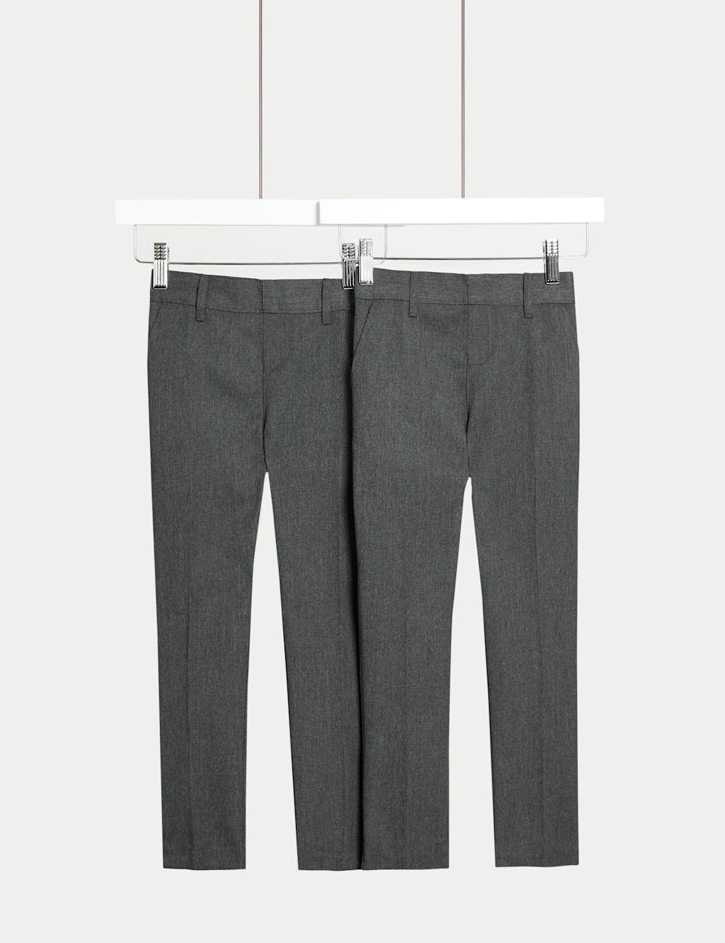 M&S 2 Pack Boys Skinny Leg School Trousers (2-18 Yrs) - 5-6 Y - Grey, Grey