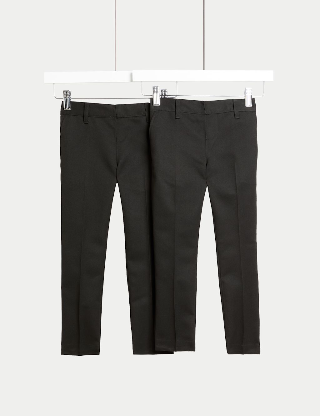 M&S 2 Pack Boys Skinny Leg School Trousers (2-18 Yrs) - 5-6 Y - Black, Black