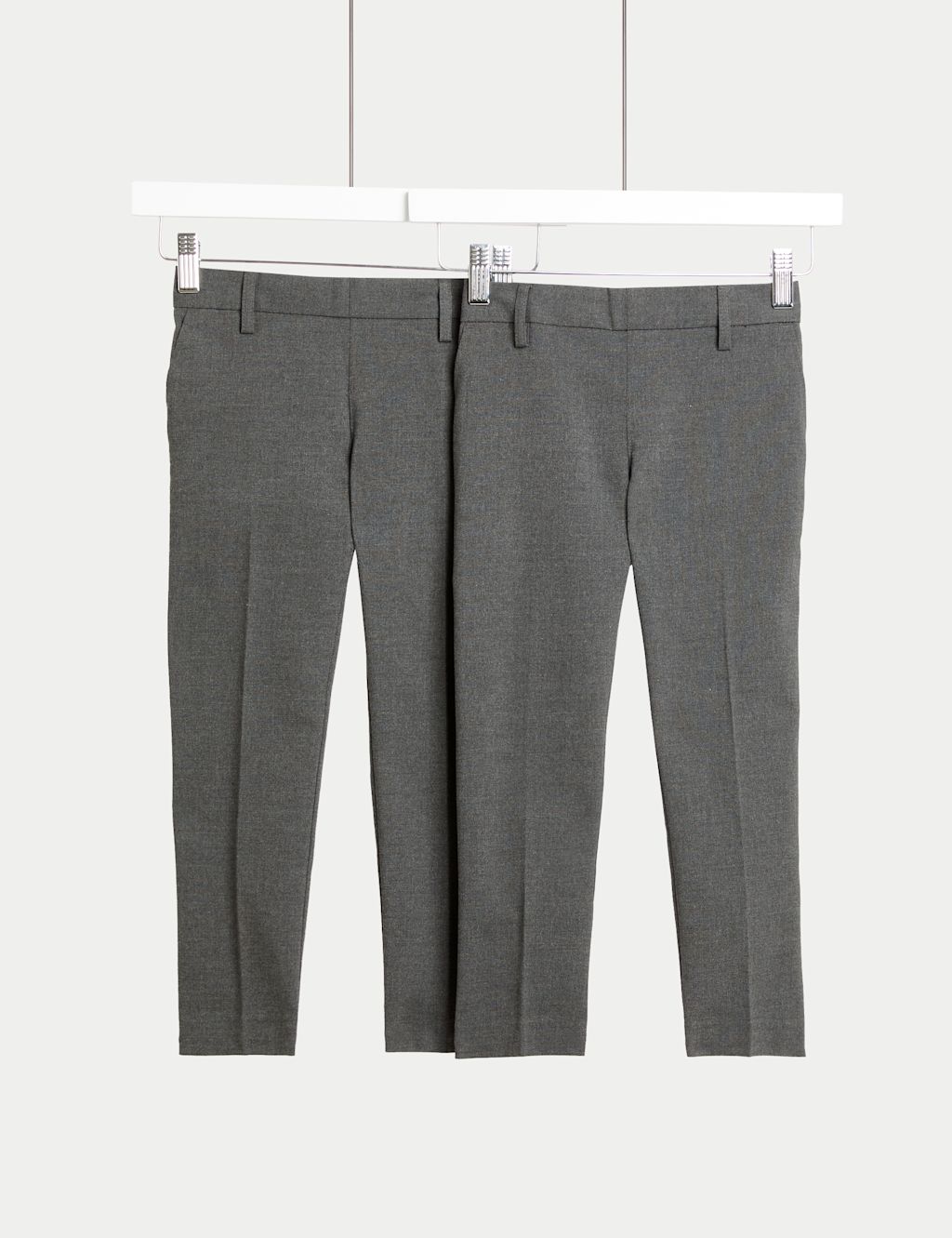 M&S 2 Pack Boys Slim Leg Stretch School Trousers (2-18 Yrs) - 10-11 - Grey, Grey