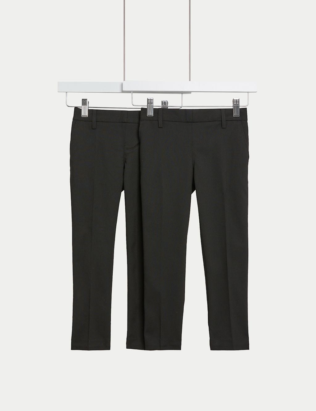 M&S 2 Pack Boys Slim Leg Stretch School Trousers (2-18 Yrs) - 14-15 - Black, Black