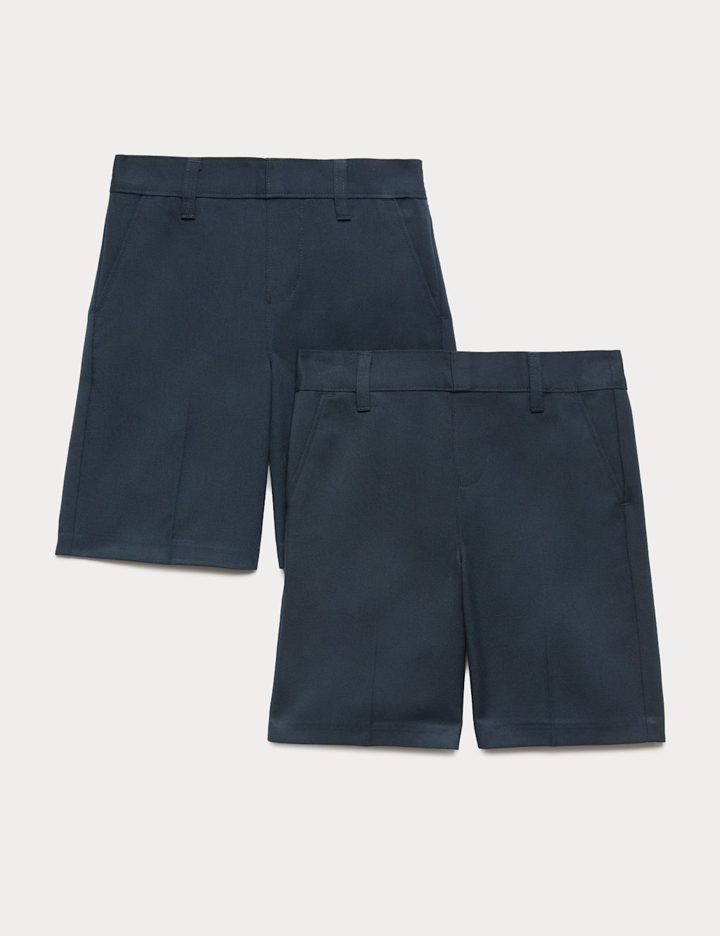 M&S 2 Pack Boys Regular Leg School Shorts (2-15 Yrs) - 6-7 Years - Navy, Navy