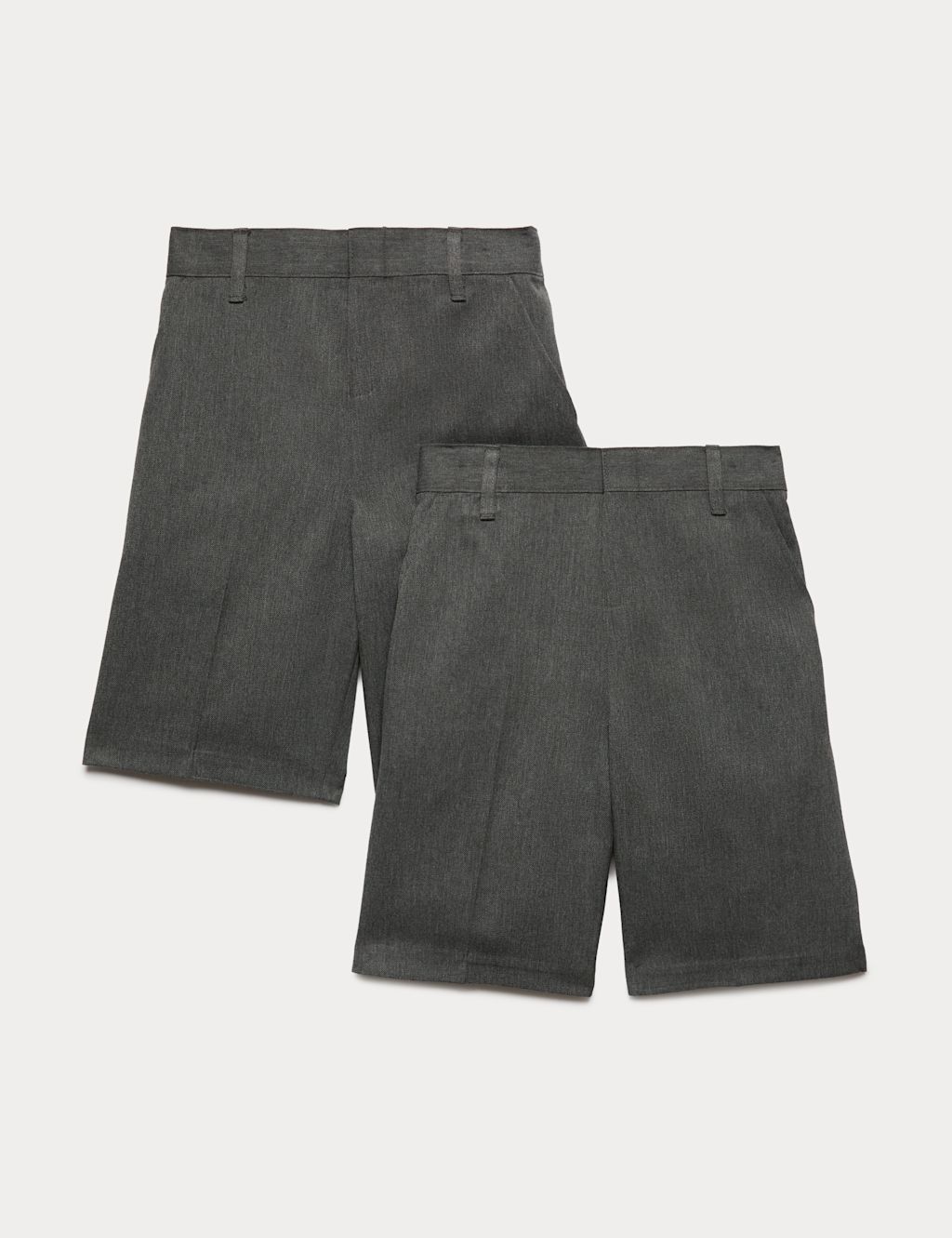 M&S 2 Pack Boys Easy Dressing School Shorts (3-15 Yrs) - 5-6 Years - Grey, Grey