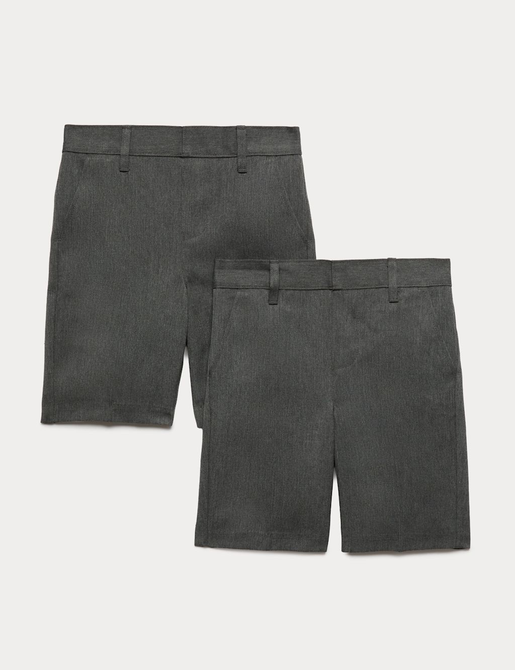 M&S 2 Pack Boys Slim Leg School Shorts (2-14 Yrs) - 3-4 Years - Grey, Grey