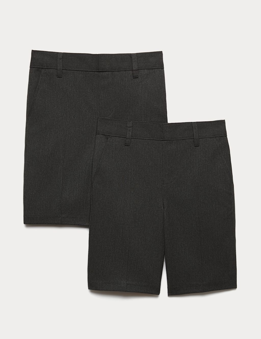 M&S 2 Pack Boys Slim Leg School Shorts (2-14 Yrs) - 3-4 Years - Charcoal, Charcoal