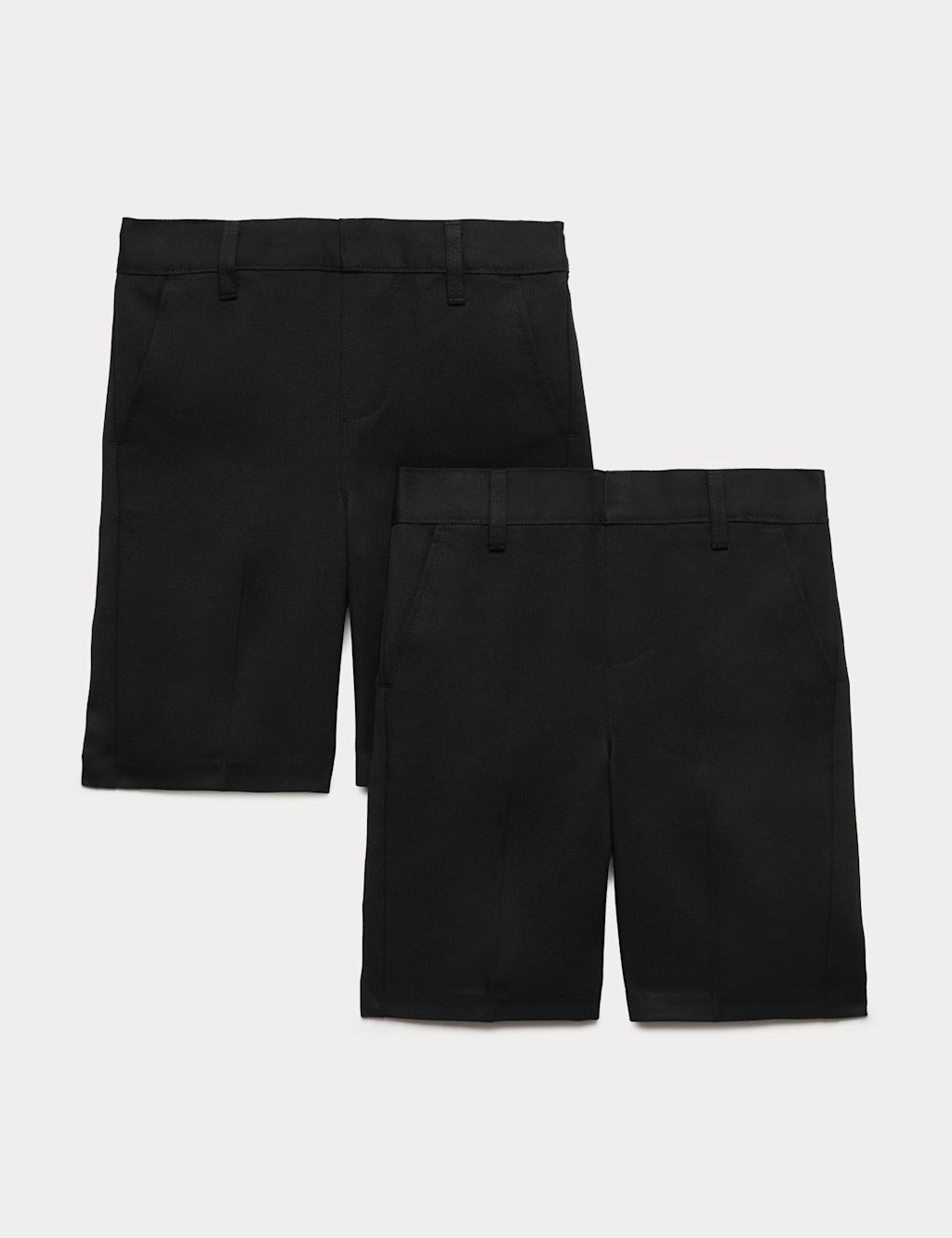 M&S 2 Pack Boys Slim Leg School Shorts (2-14 Yrs) - 4-5 Years - Black, Black
