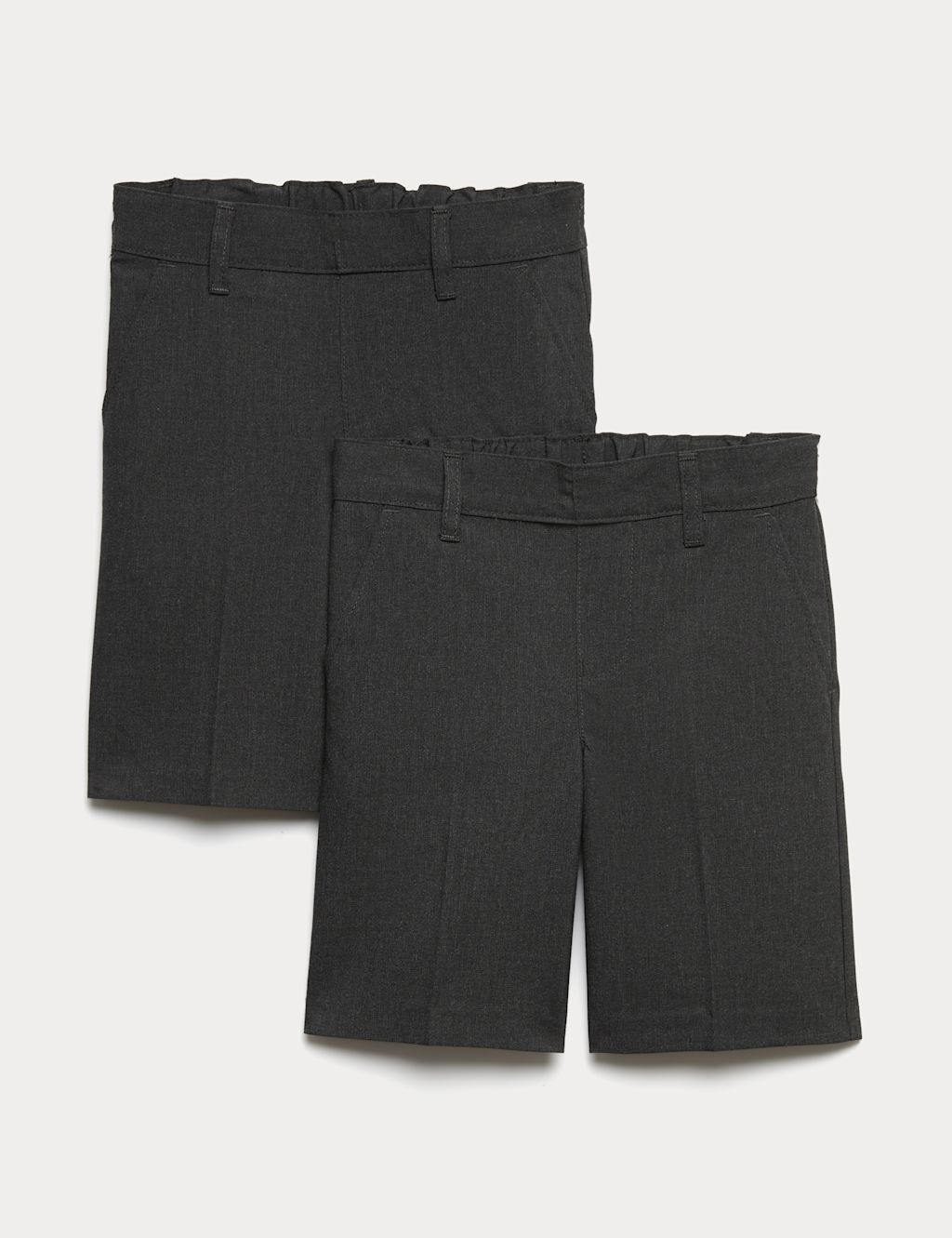 M&S 2 Pack Boys Regular Leg School Shorts (2-14 Yrs) - 10-11 Years - Charcoal, Charcoal