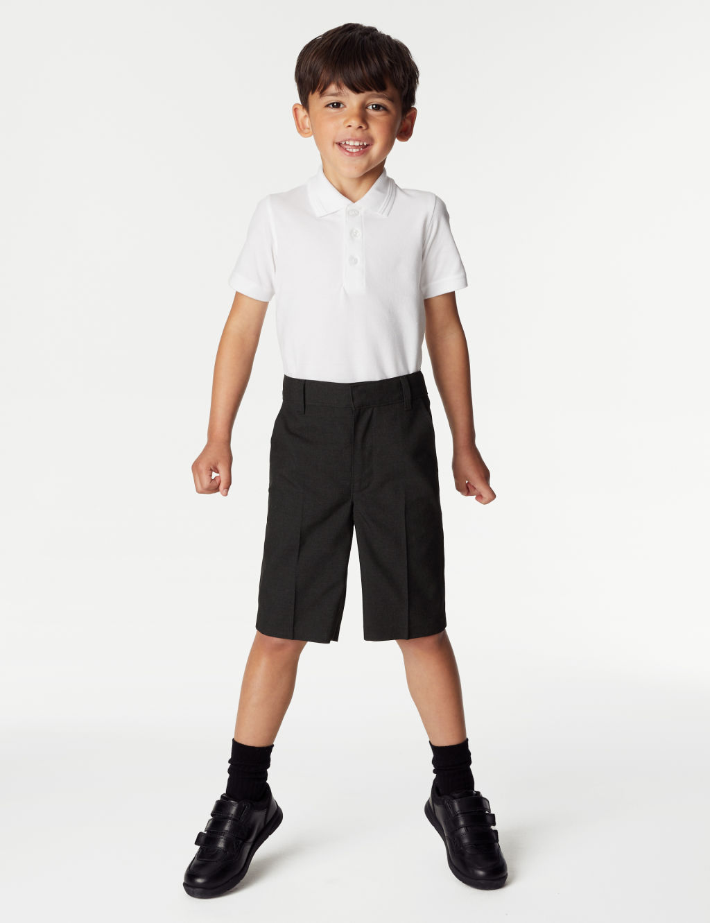 M&S 2 Pack Boys Slim Leg School Shorts (2-14 Yrs) - 10-11 - Charcoal, Charcoal