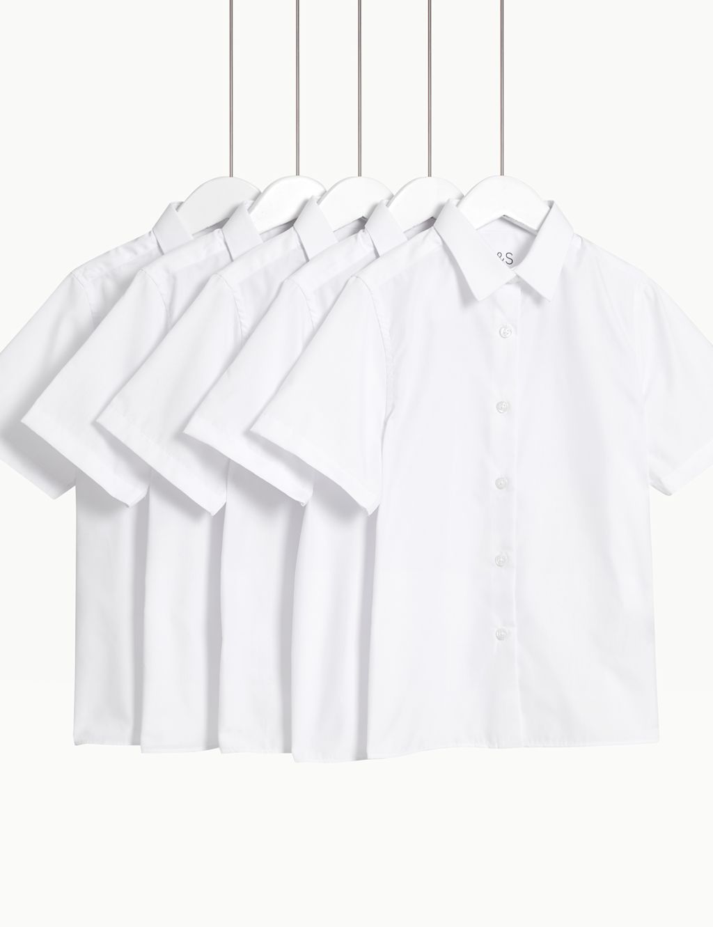 M&S Girls 5 Pack Regular Fit Easy to Iron School Shirts (2-18 Yrs) - 10-11 Years - White, White
