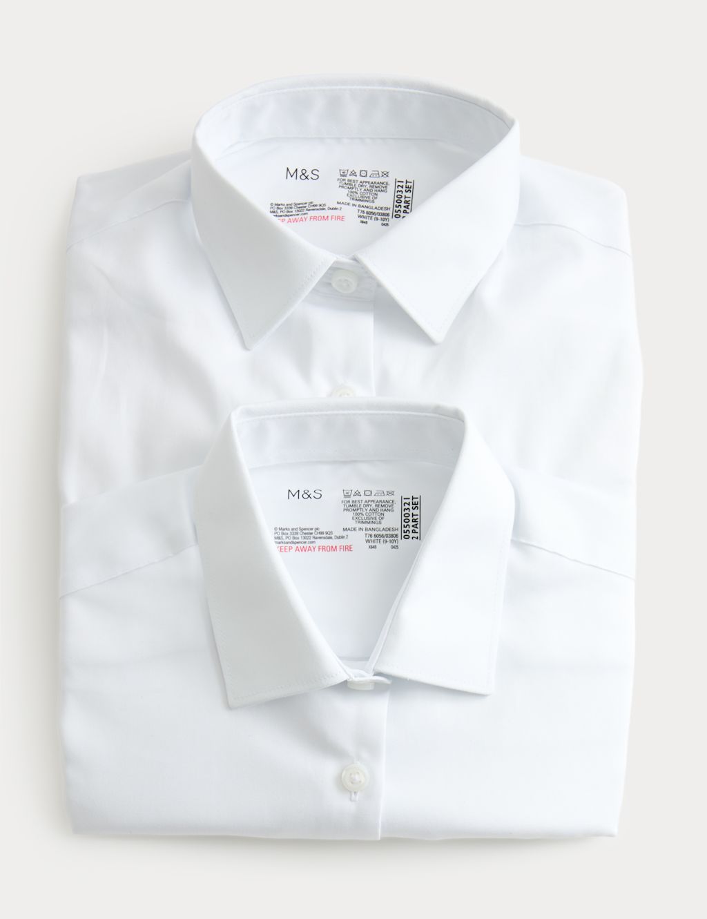 M&S 2 Pack Girls Pure Cotton Regular Fit School Shirts (2-18 Yrs) - 4-5 Y - White, White