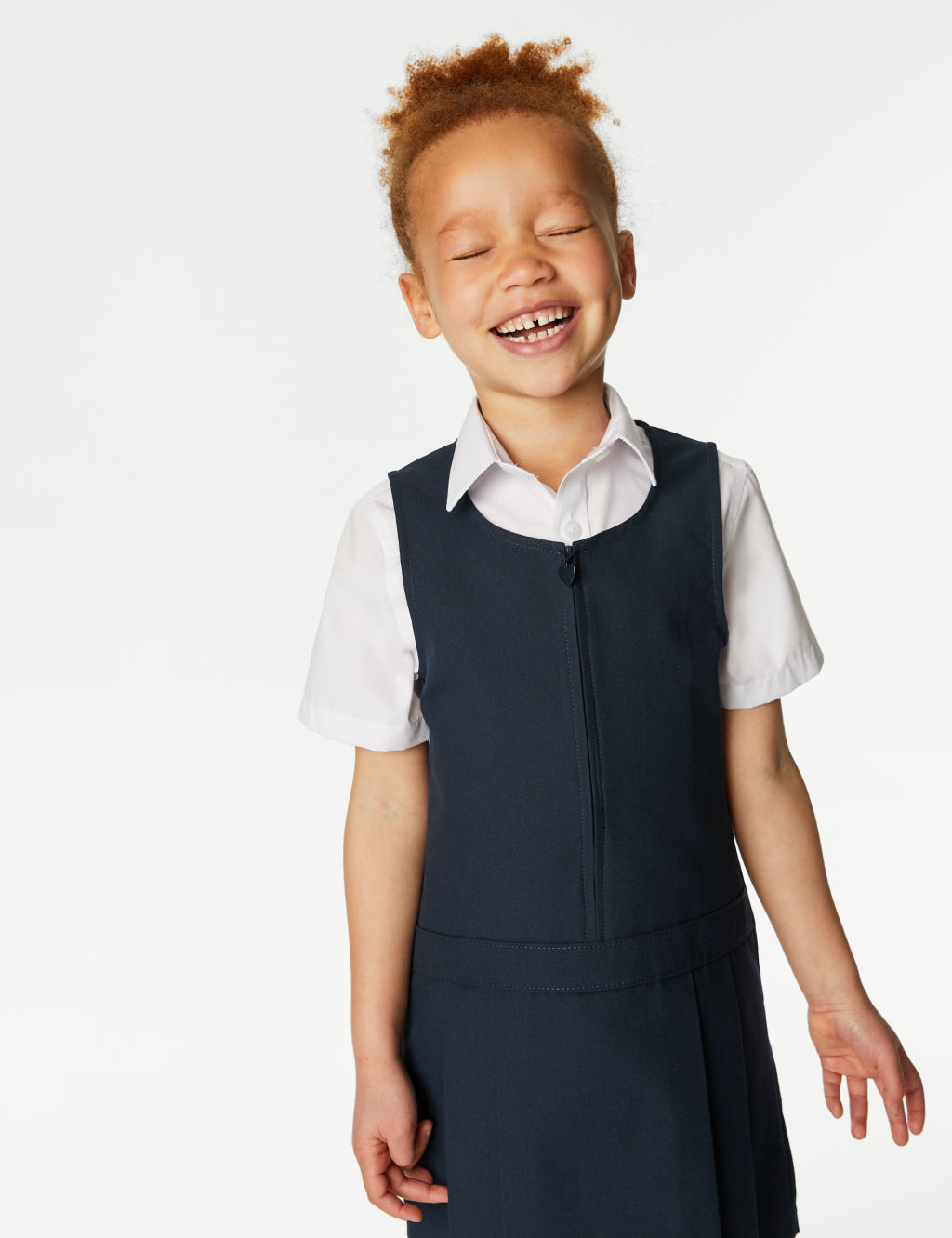 M&S 2 Pack Girls Pleated School Pinafores (2-12 Yrs) - 3-4 Years - Navy, Navy