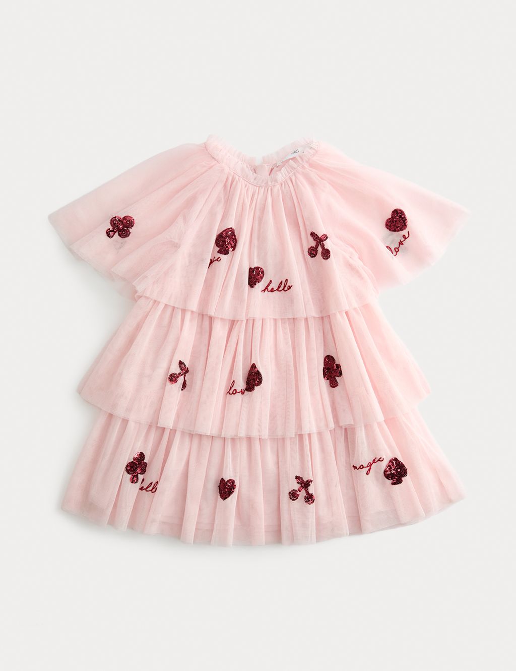 M&S Sequin Tiered Dress (2-10 Yrs) - 2-3 Y - Pink Mix, Pink Mix
