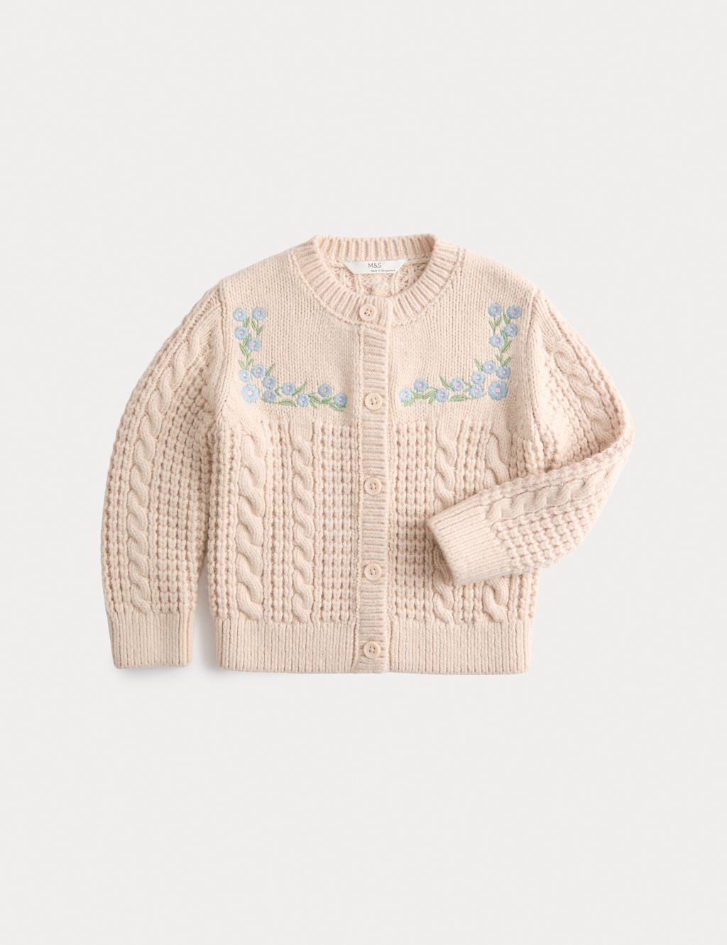 M&S Flower Embroidered Cardigan (2-8 Yrs) - 2-3 Y - Calico, Calico