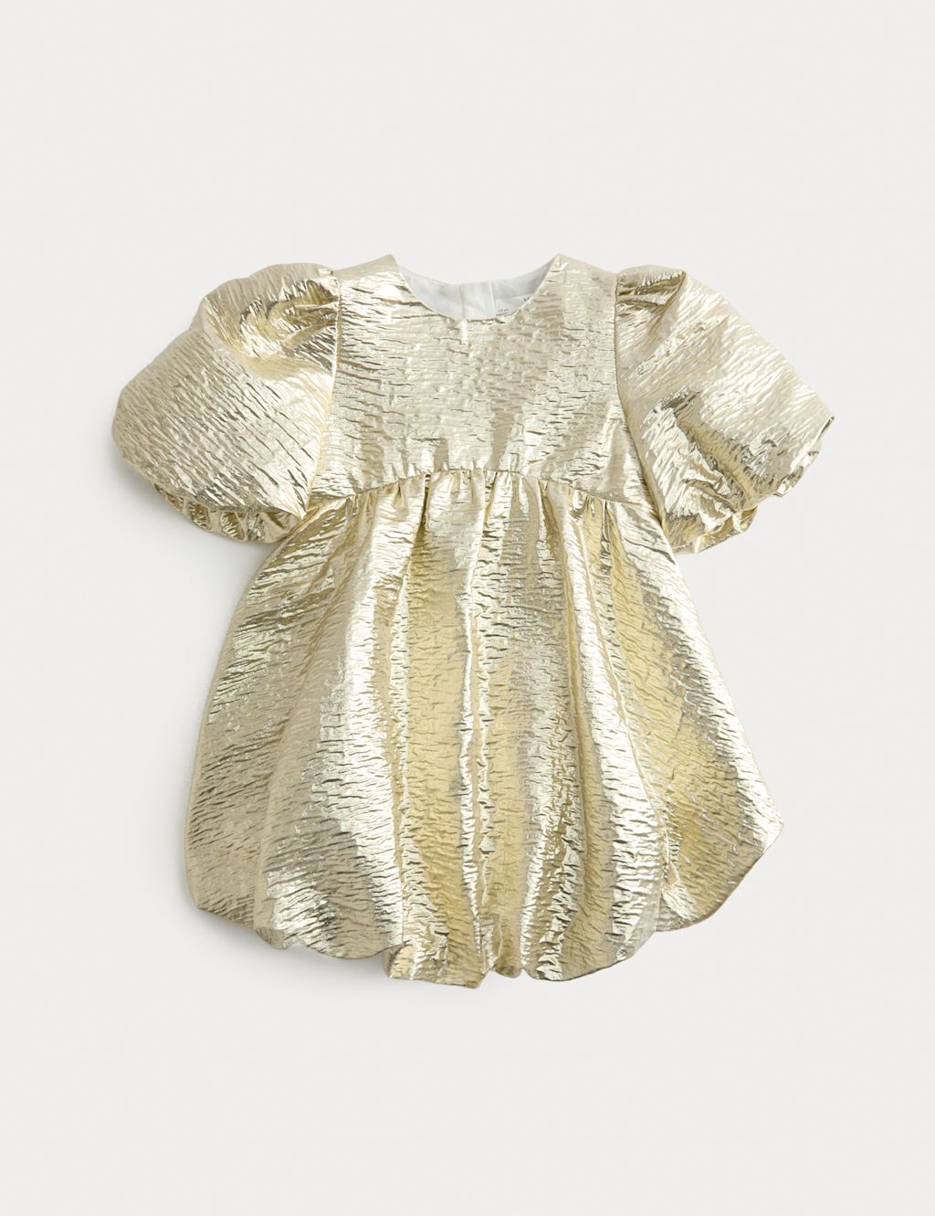 M&S Cotton Blend Jacquard Puffball Dress (2-10 Yrs) - 2-3 Y - Gold Mix, Gold Mix