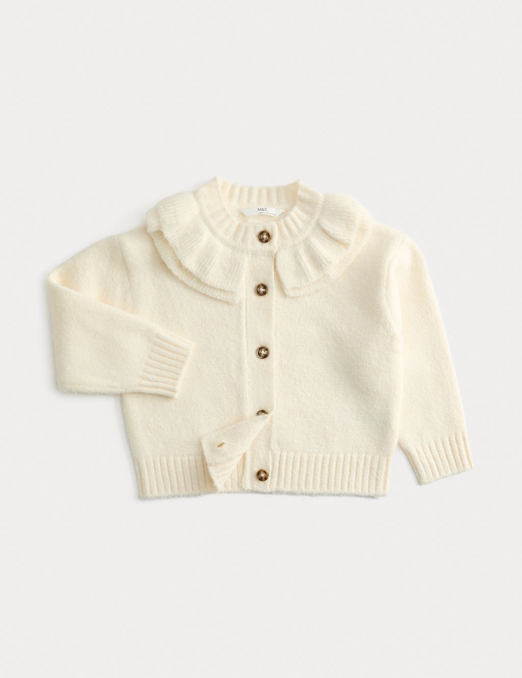 M&S Ruffle Cardigan (1-8 Yrs) - 2-3 Y - Neutral, Neutral