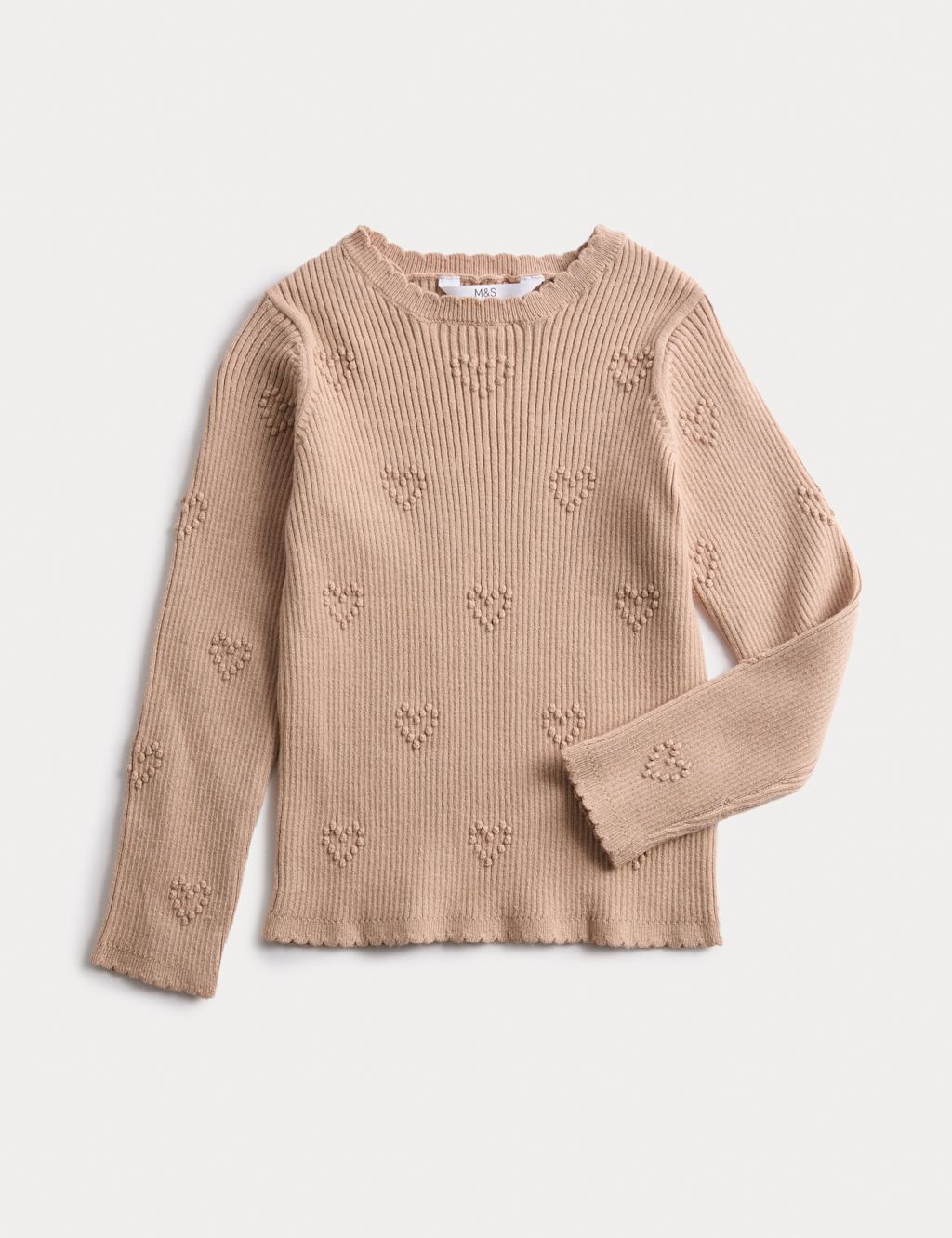 M&S Heart Knitted Top (2-8 Yrs) - 3-4 Y - Neutral, Neutral