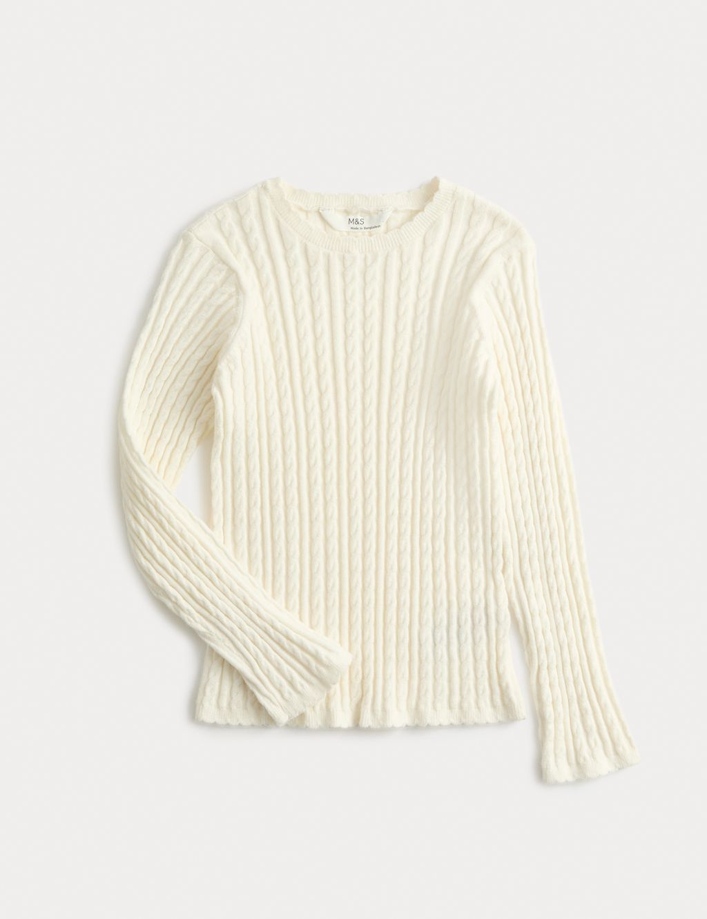 M&S Cable Knit Jumper - 2-3 Y - Ivory, Ivory