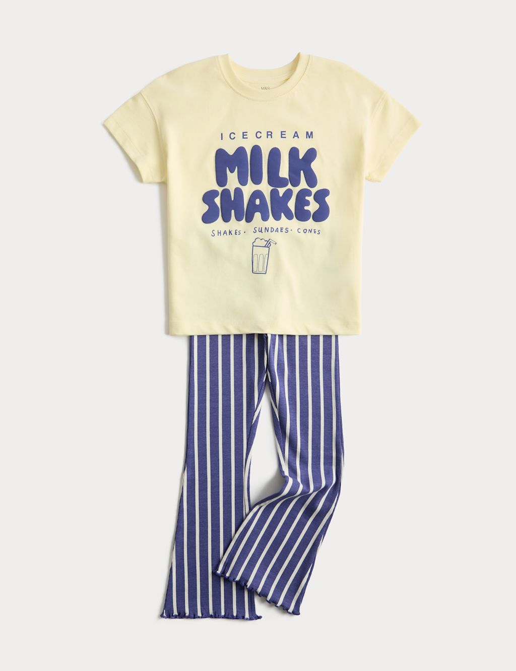M&S 2 Piece Pure Cotton Top & Bottom Outfit (2-10 Yrs) - 3-4 Years - Multi, Multi