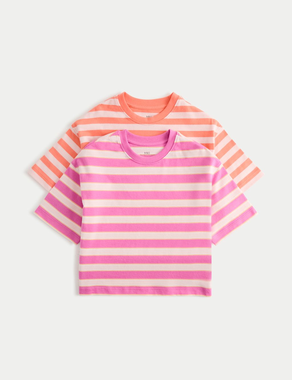 M&S 2 Pack Pure Cotton T-Shirts (2-8 Yrs) - 2-3 Years - Ecru, Ecru