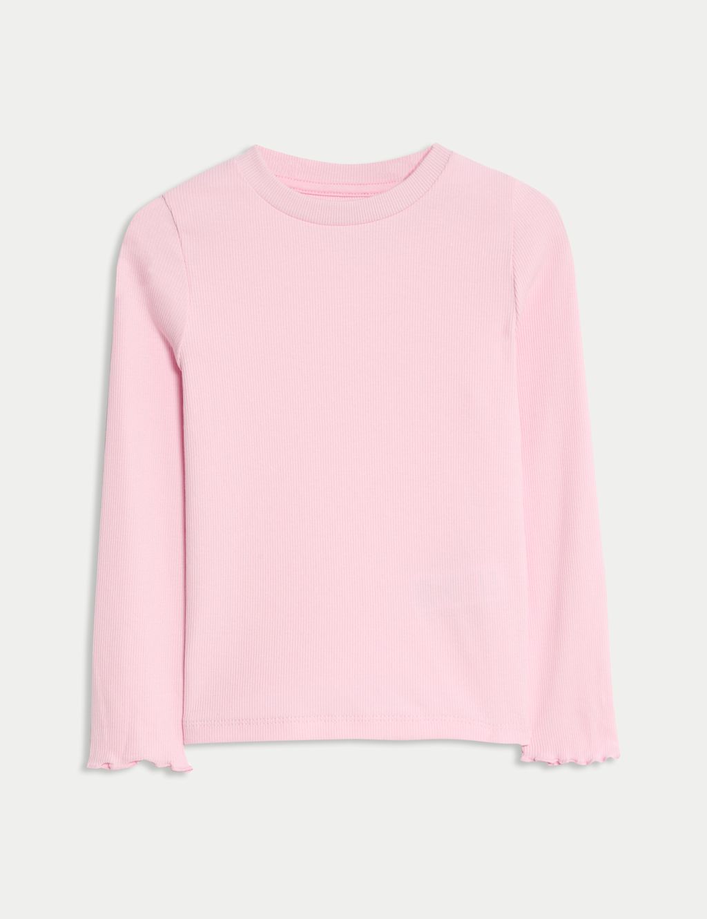 M&S Cotton Rich Ribbed Top (2-8 Yrs) - 5-6 Y - Light Pink, Light Pink