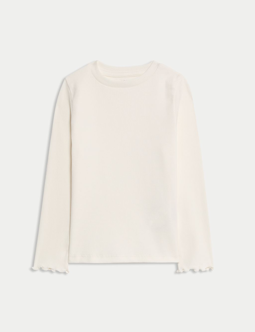 M&S Cotton Rich Ribbed Top (2-8 Yrs) - 5-6 Y - Ivory, Ivory