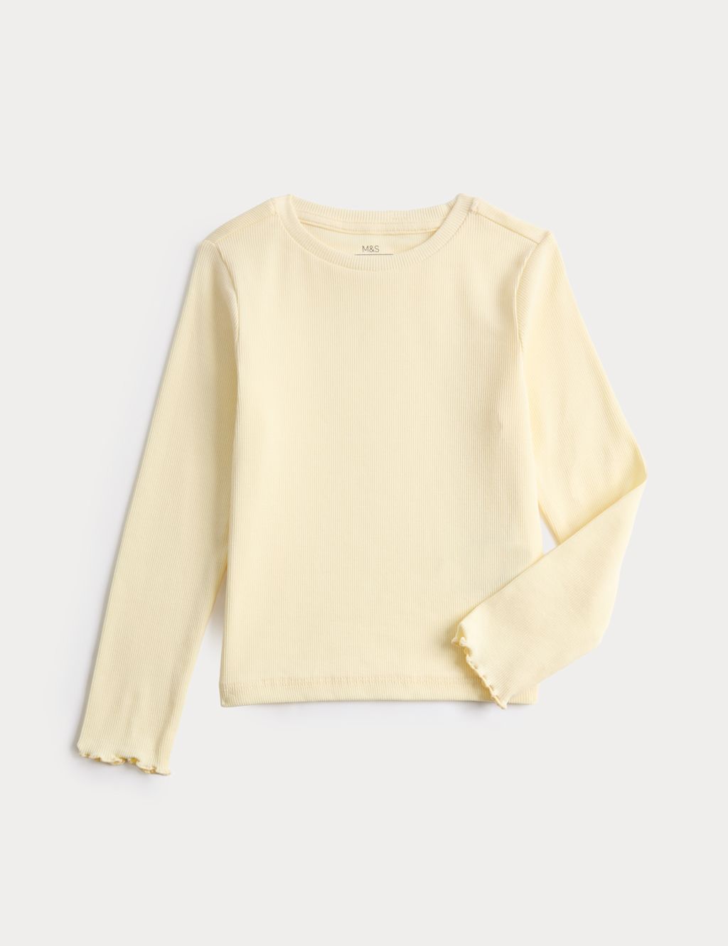 M&S Cotton Rich Ribbed Top (2-8 Yrs) - 7-8 Years - Yellow, Yellow