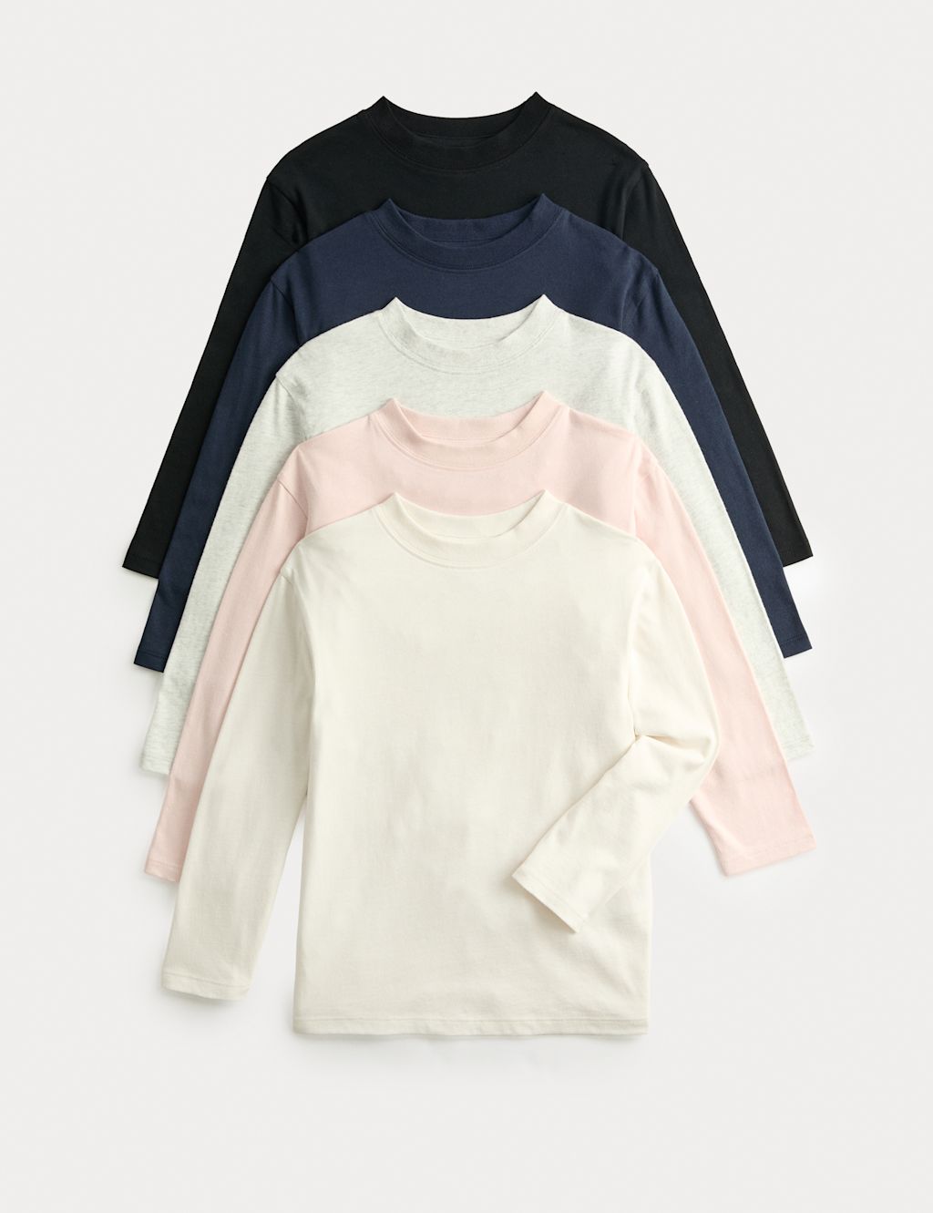 M&S 5pk Pure Cotton Round Neck Tops (2-8 Yrs) - 7-8 Y - Multi, Multi