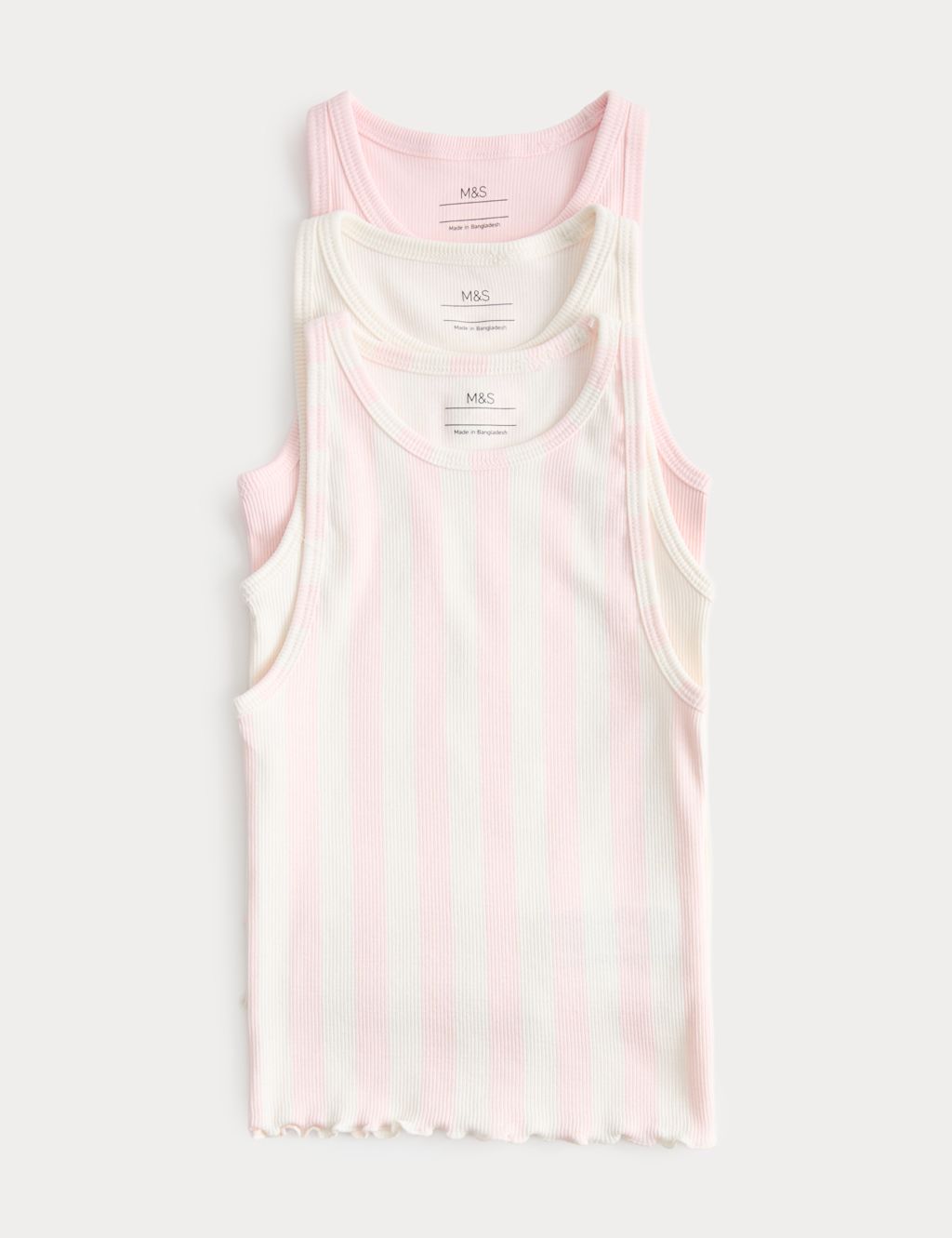 M&S 3 Pack Cotton Rich Vest Tops (2-8 Yrs) - 2-3 Years - Multi, Multi