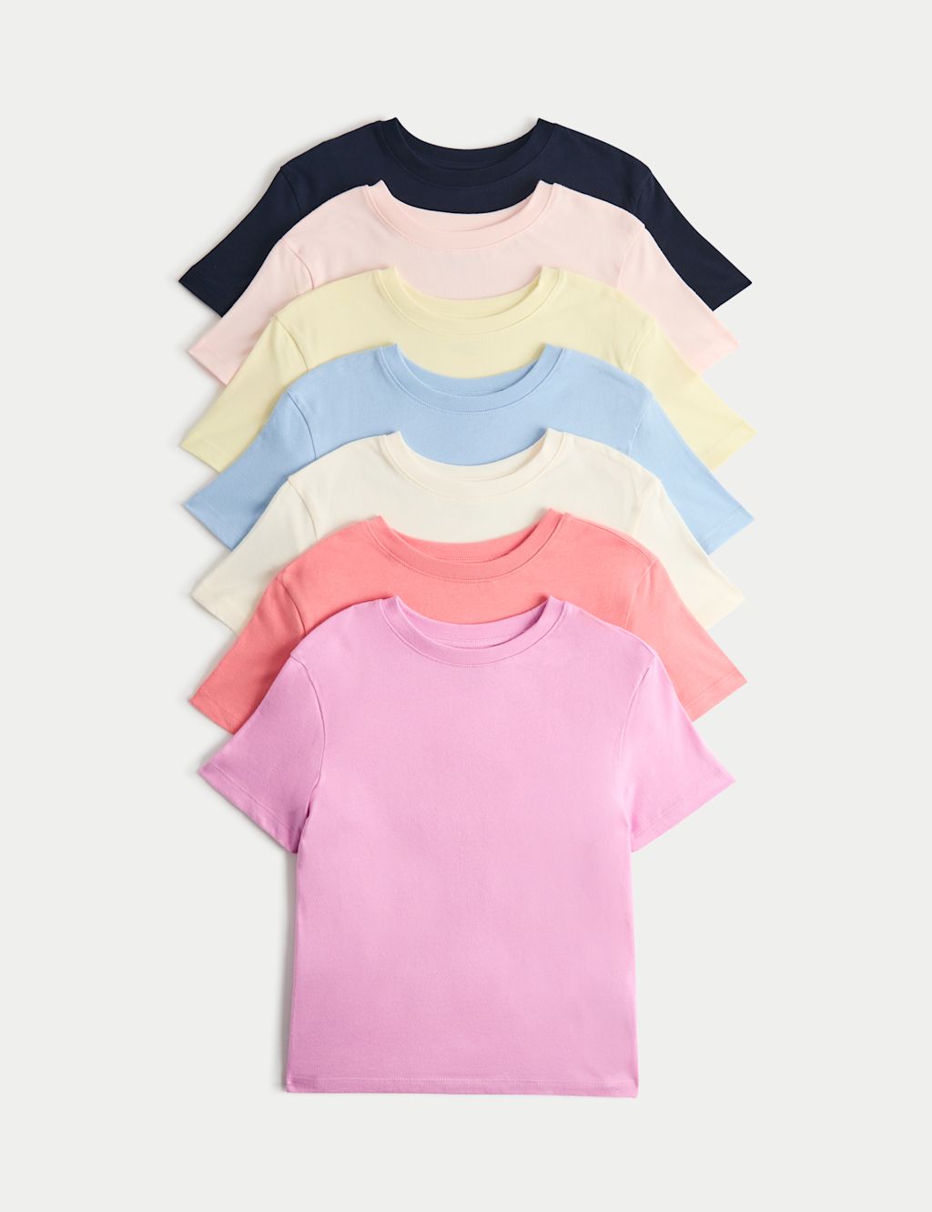 M&S 7 Pack Pure Cotton Jersey Short Sleeve T-Shirts (2-8 Yrs) - 6-7 Years - Multi, Multi