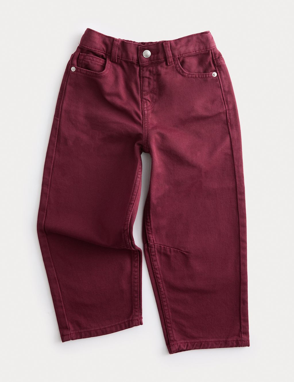 M&S Pure Cotton Denim Barrel Leg Jeans (2-10 Yrs) - 8-9 Y - Claret, Claret
