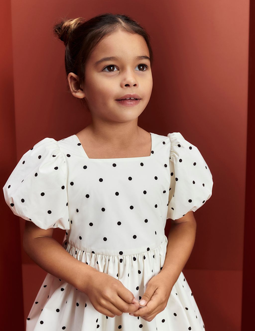 M&S Polka Dot Dress (2-10 Yrs) - 3-4 Years - Ivory, Ivory
