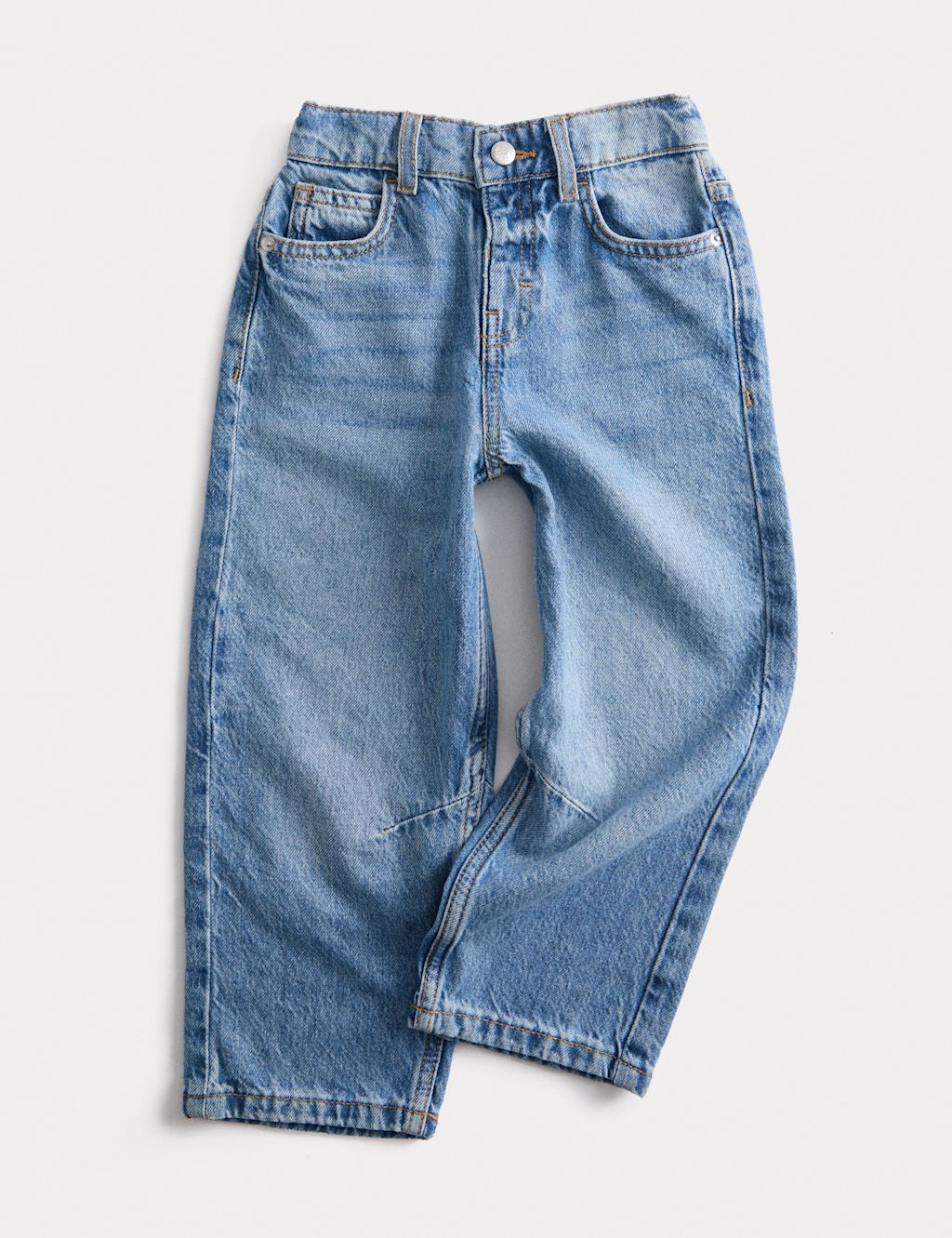M&S Barrel Leg Denim Jeans (2-10 Yrs) - 3-4 Y, Denim