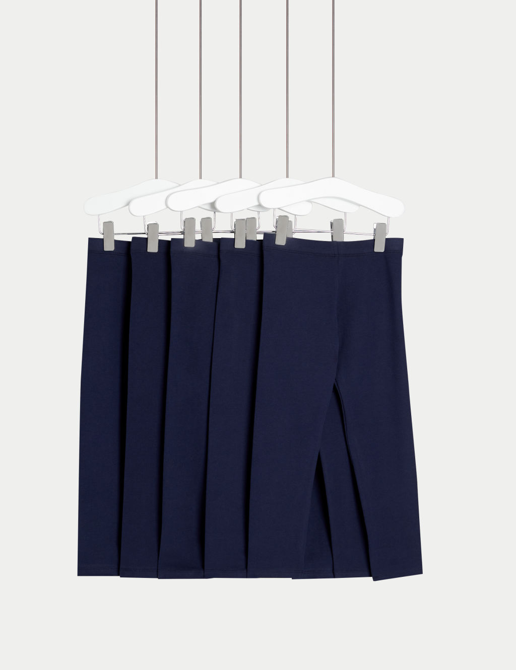 M&S 5pk Cotton Rich Plain Leggings (2-8 Yrs) - 6-7 Y - Dark Navy, Dark Navy