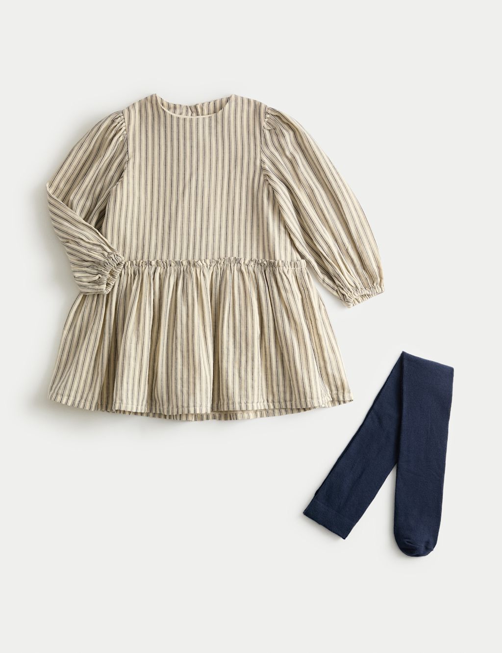 M&S x Binky 2pc Cotton Rich Striped Dress & Tights Set (1-10 Yrs) - 12-18 - Multi, Multi
