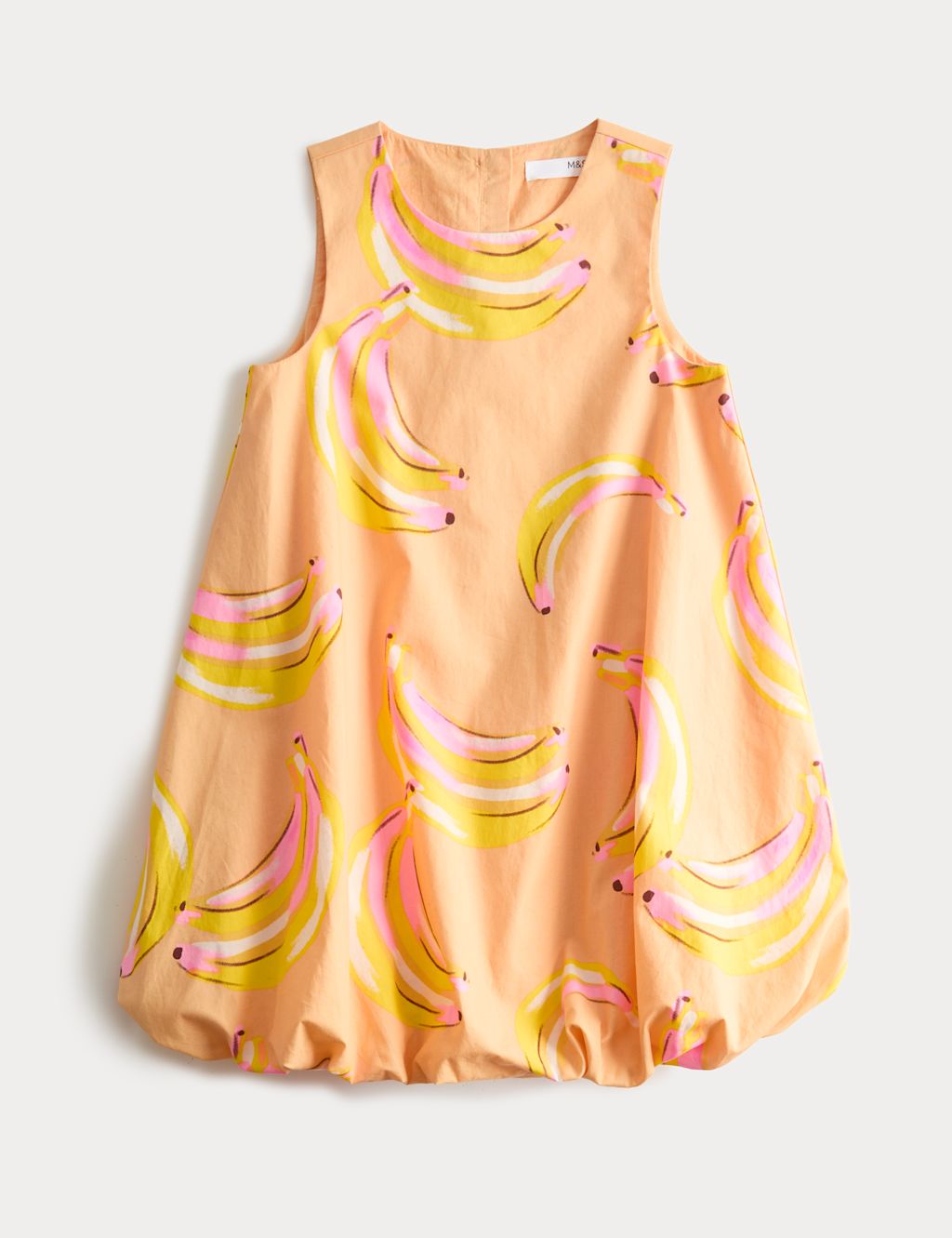 M&S Pure Cotton Banana Puffball Dress (2-8 Yrs) - 2-3 Years - Yellow Mix, Yellow Mix