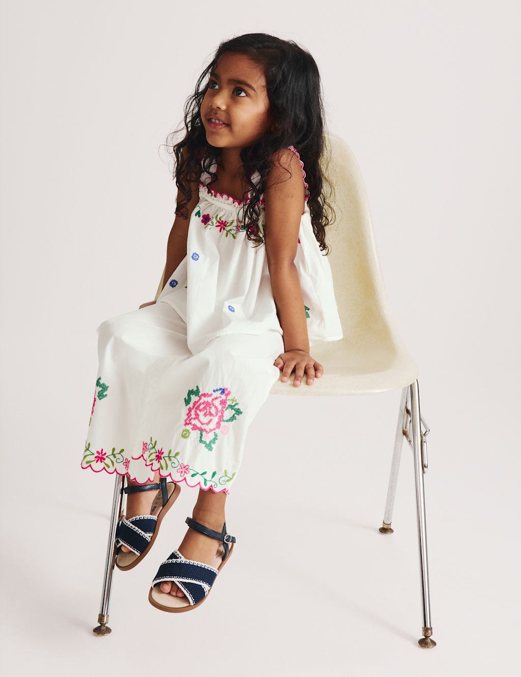 M&S 2 Piece Pure Cotton Embroidered Outfit (2-10 Yrs) - 3-4 Years - Light Natural, Light Natural