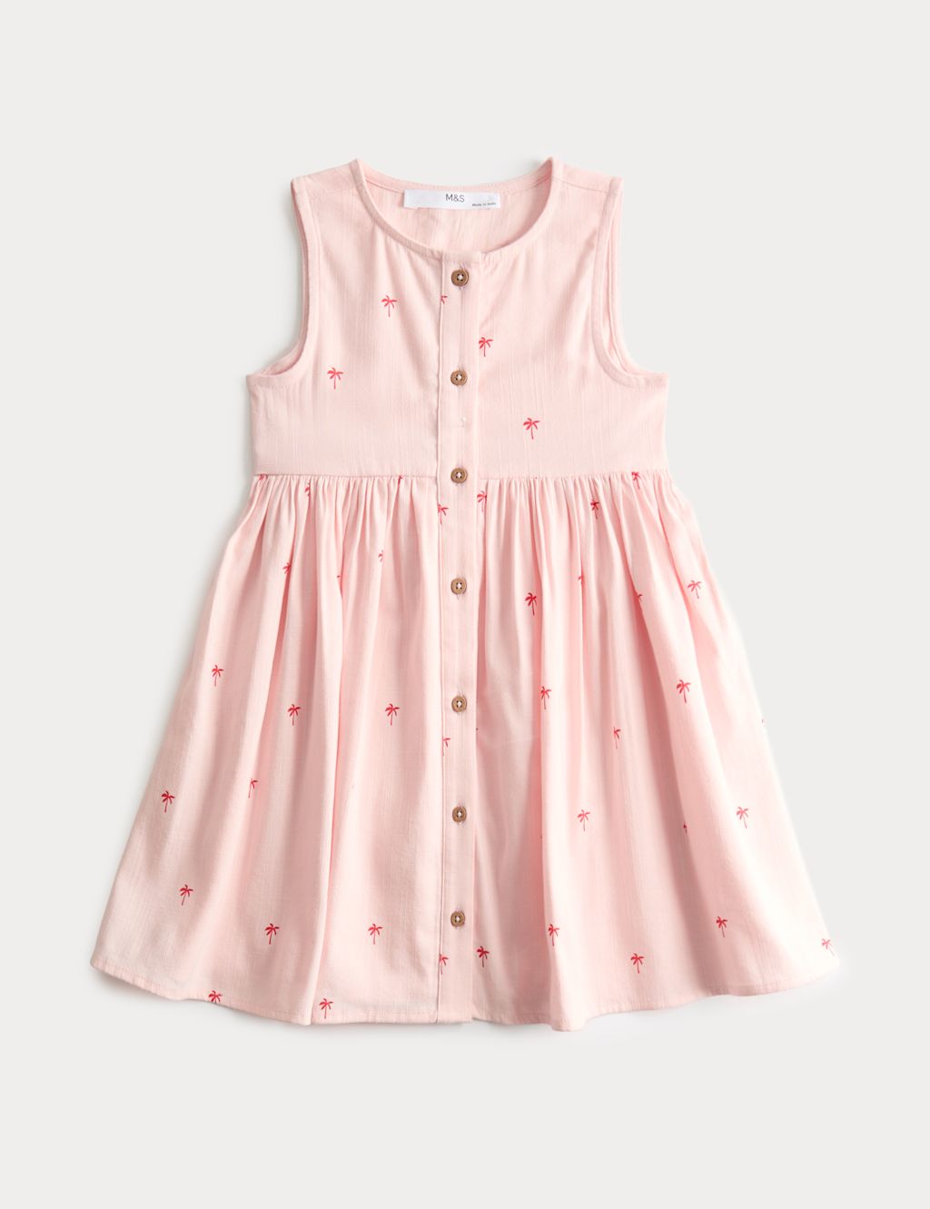 M&S Cotton Rich Printed Dress (2-10 Yrs) - 2-3 Years - Pale Pink, Pale Pink