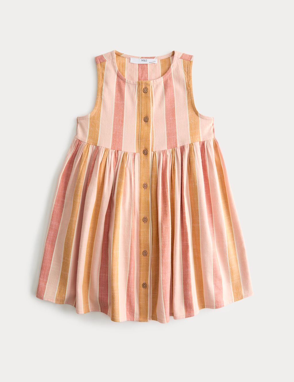 M&S Cotton Rich Woven Striped Dress (2-10 Yrs) - 2-3 Years - Multi, Multi