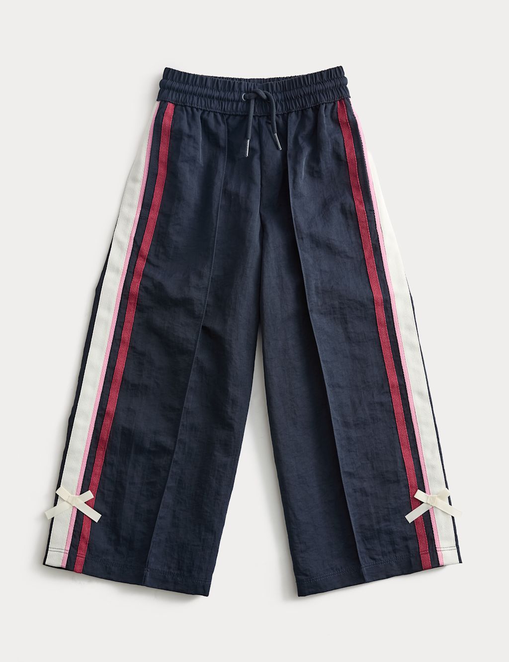 M&S Bow Side Stripe Tracksuit Bottoms (2-8 Yrs) - 2-3 Y - Navy, Navy