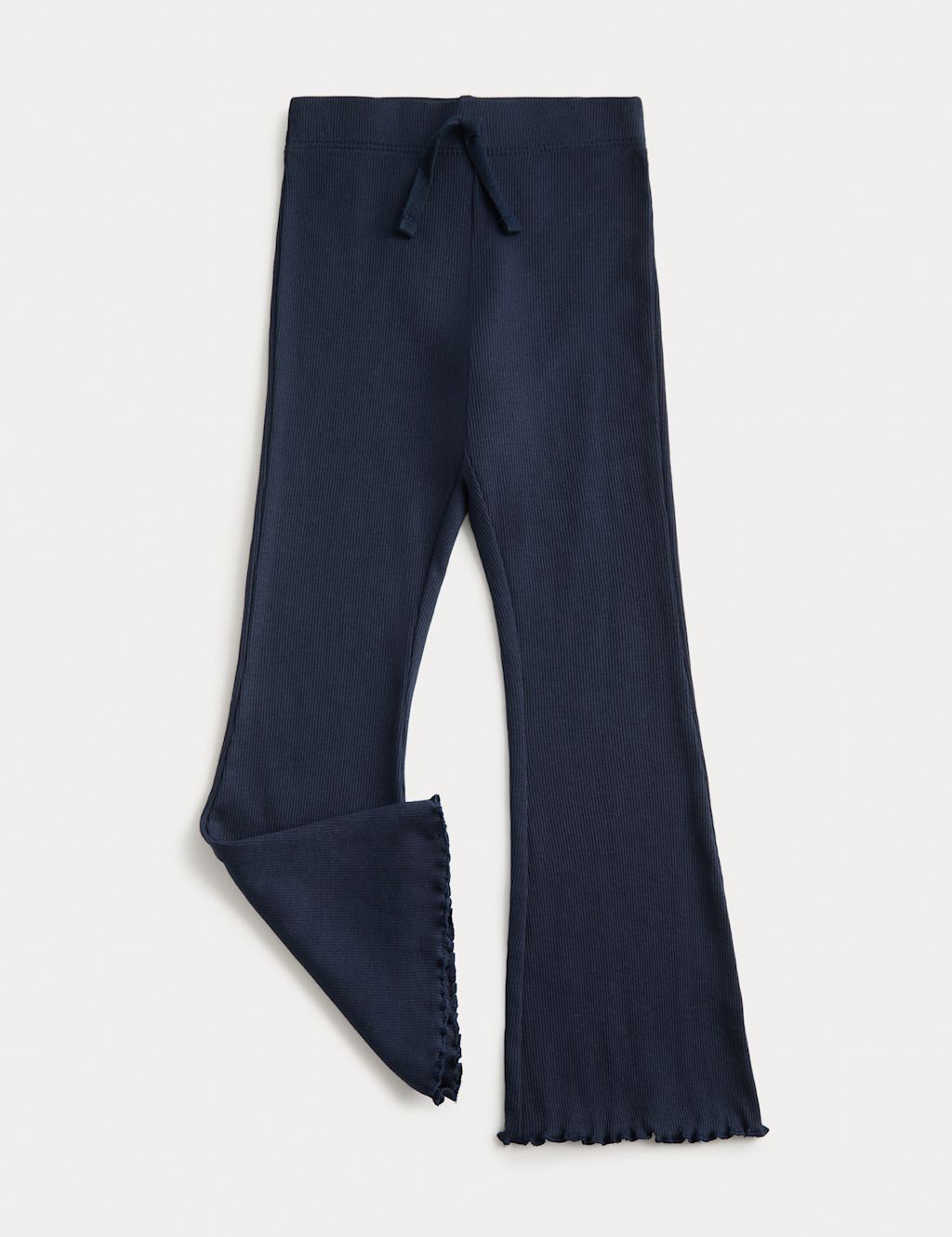 M&S Cotton Rich Ribbed Flared Leggings (2-8 Yrs) - 2-3 Years - Navy, Navy